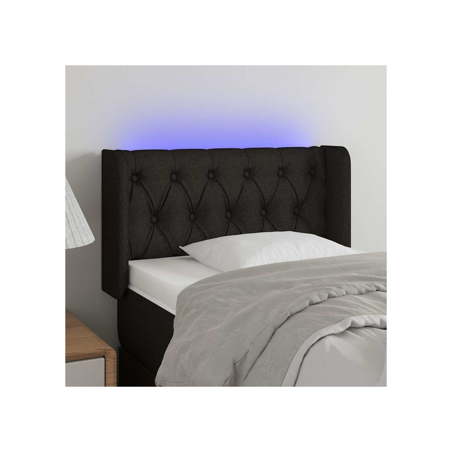 Tête de lit à LED Noir 83x16x78/88 cm Tissu