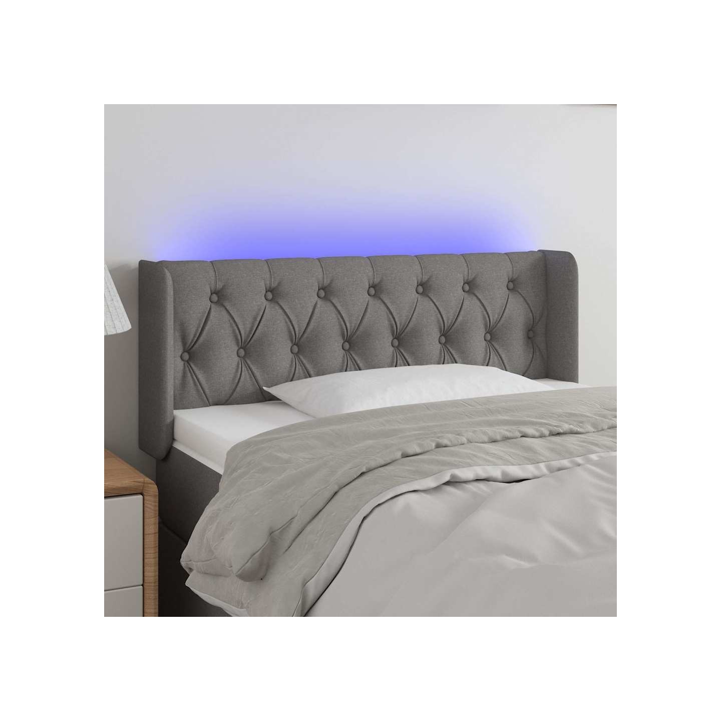 Tête de lit à LED Gris foncé 103x16x78/88 cm Tissu