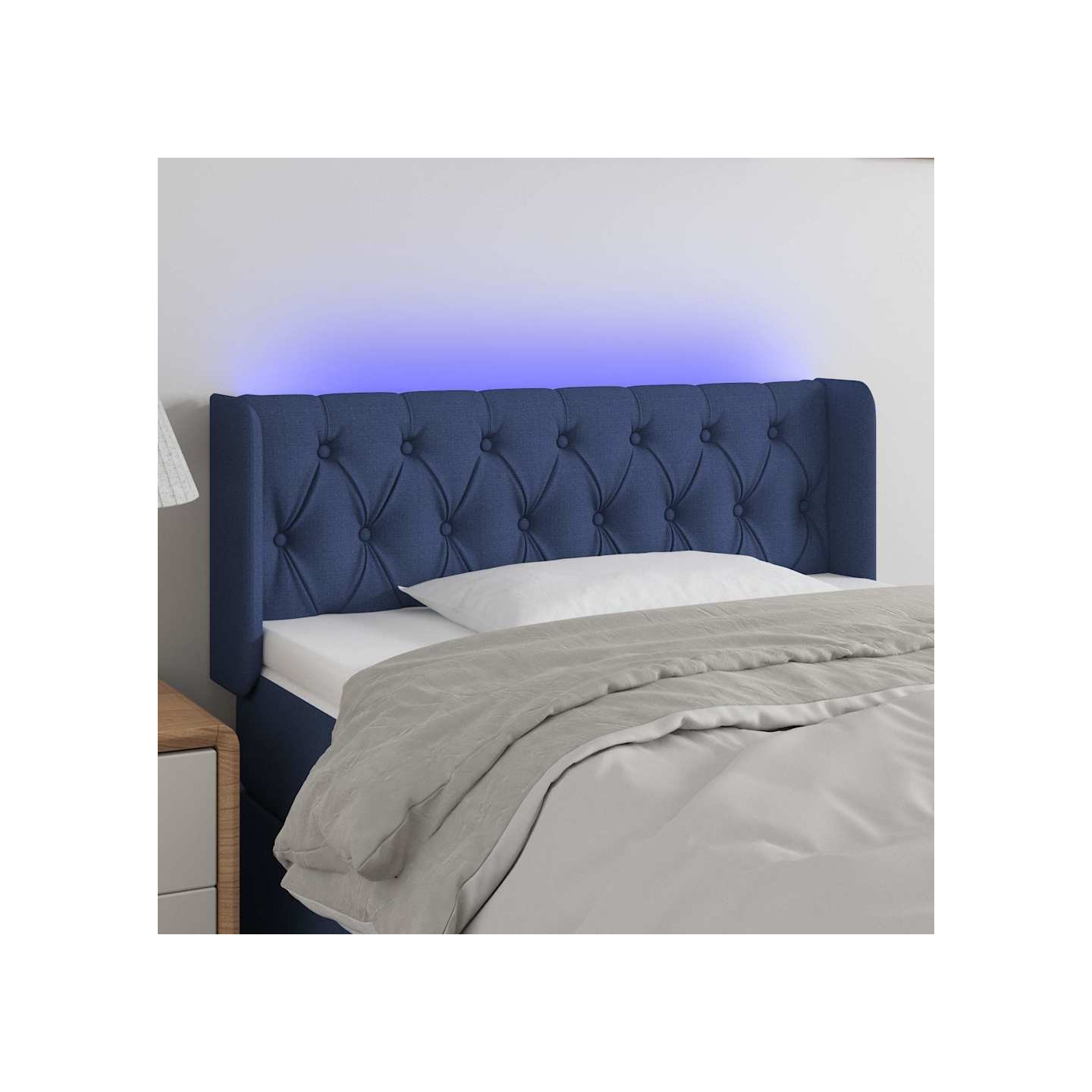 Tête de lit à LED Bleu 93x16x78/88 cm Tissu