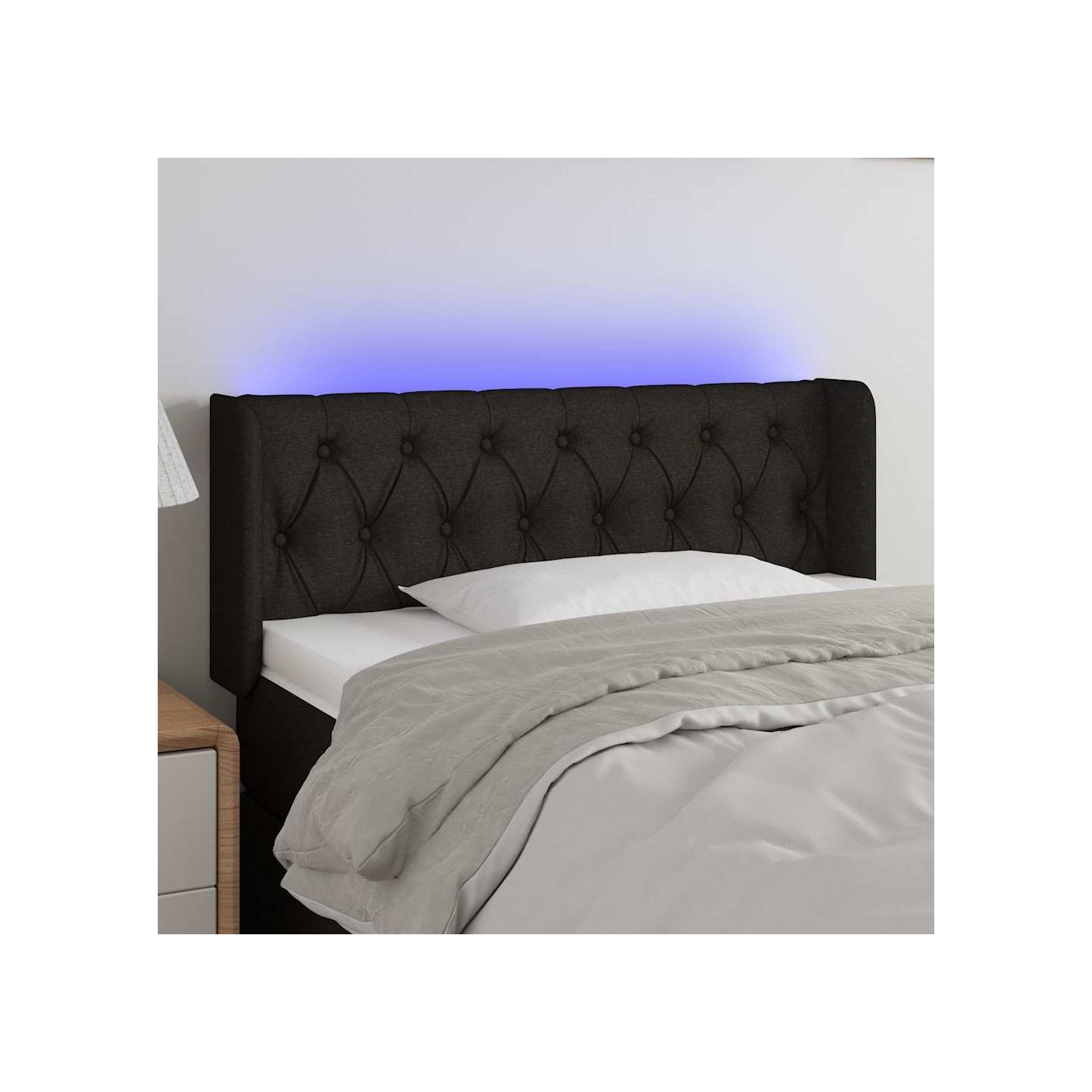 Tête de lit à LED Noir 93x16x78/88 cm Tissu