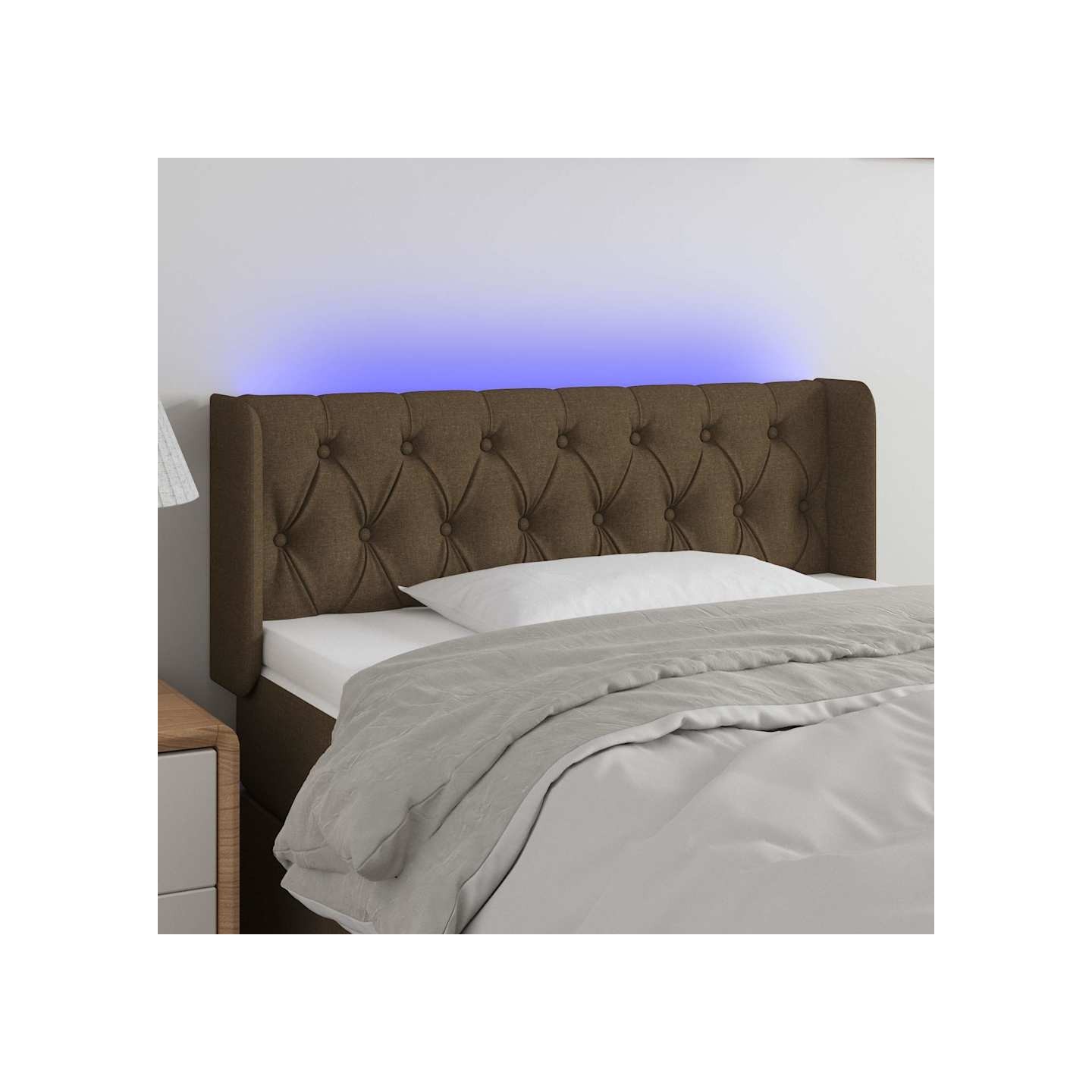 Tête de lit à LED Marron foncé 103x16x78/88 cm Tissu
