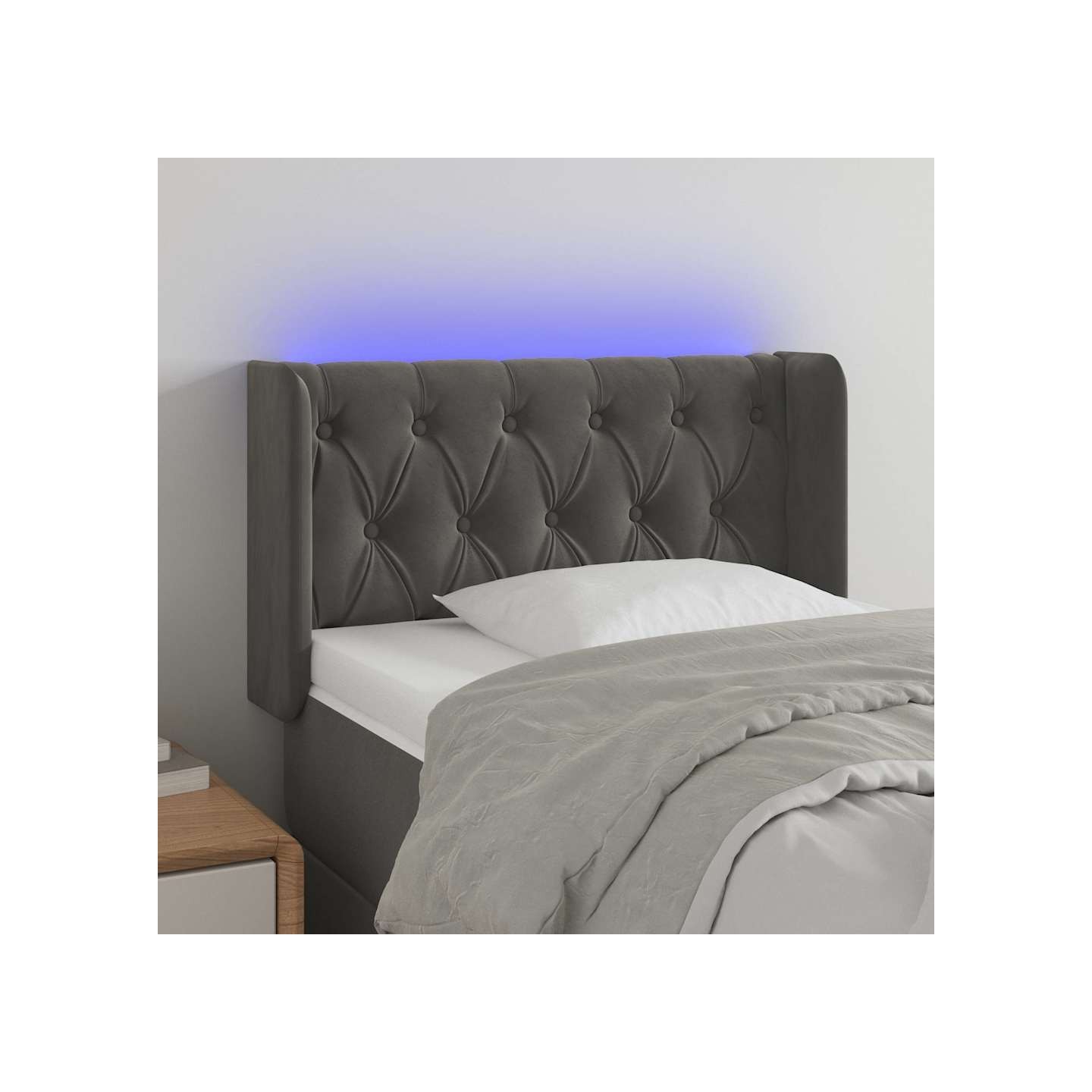Tête de lit à LED Gris foncé 83x16x78/88 cm Velours