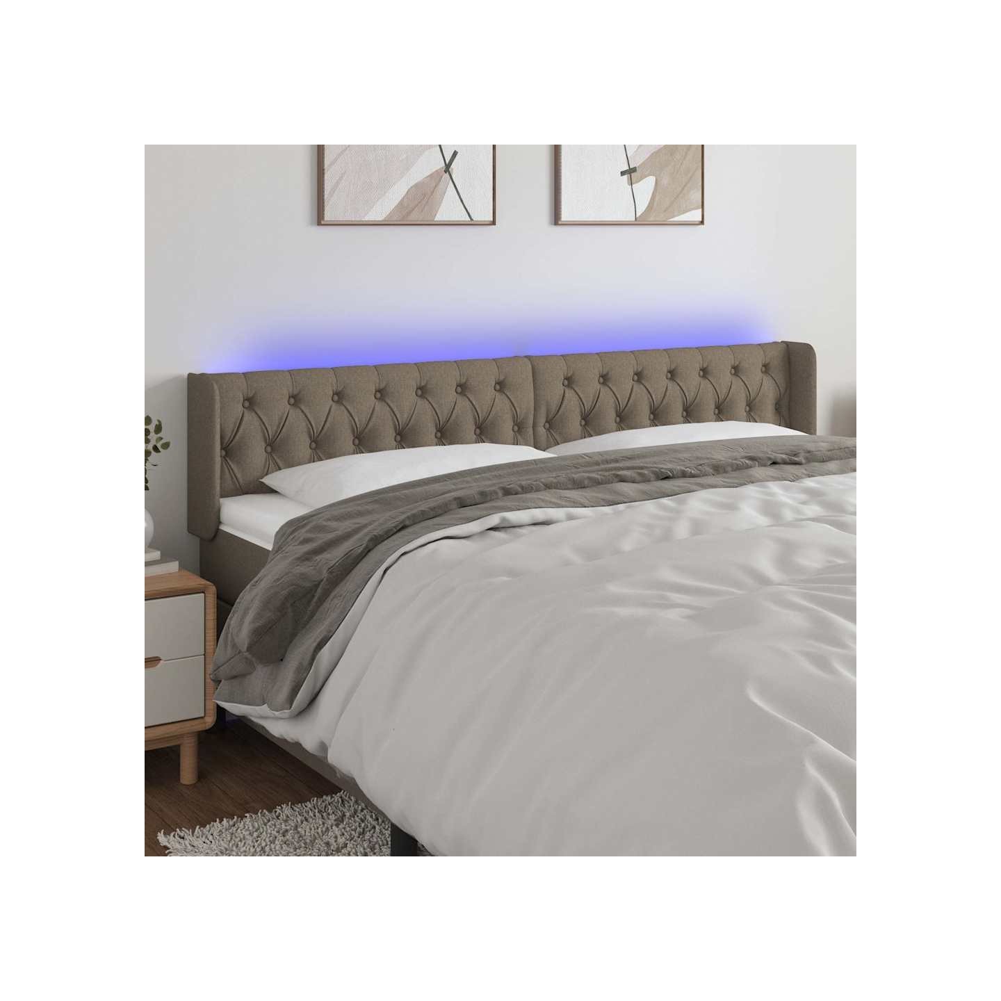 Tête de lit à LED Taupe 183x16x78/88 cm Tissu