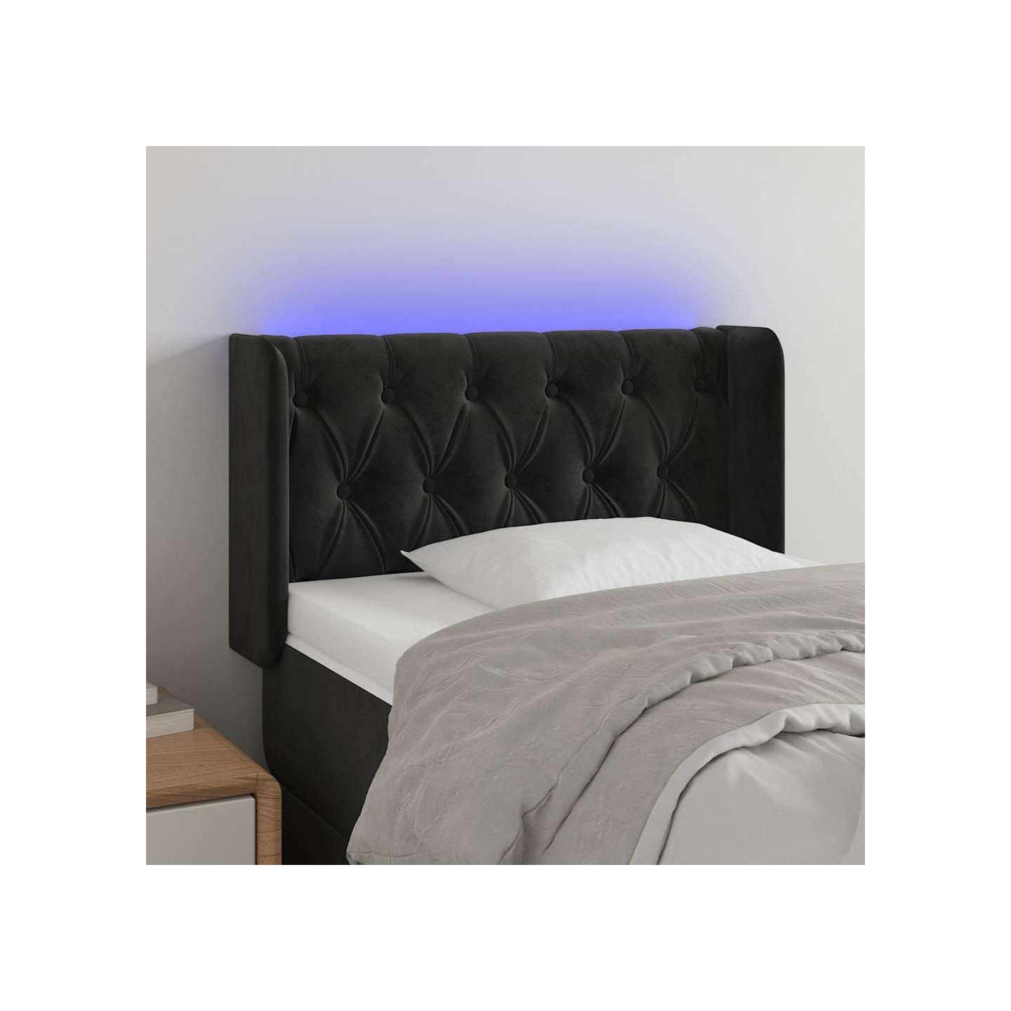 Tête de lit à LED Noir 83x16x78/88 cm Velours
