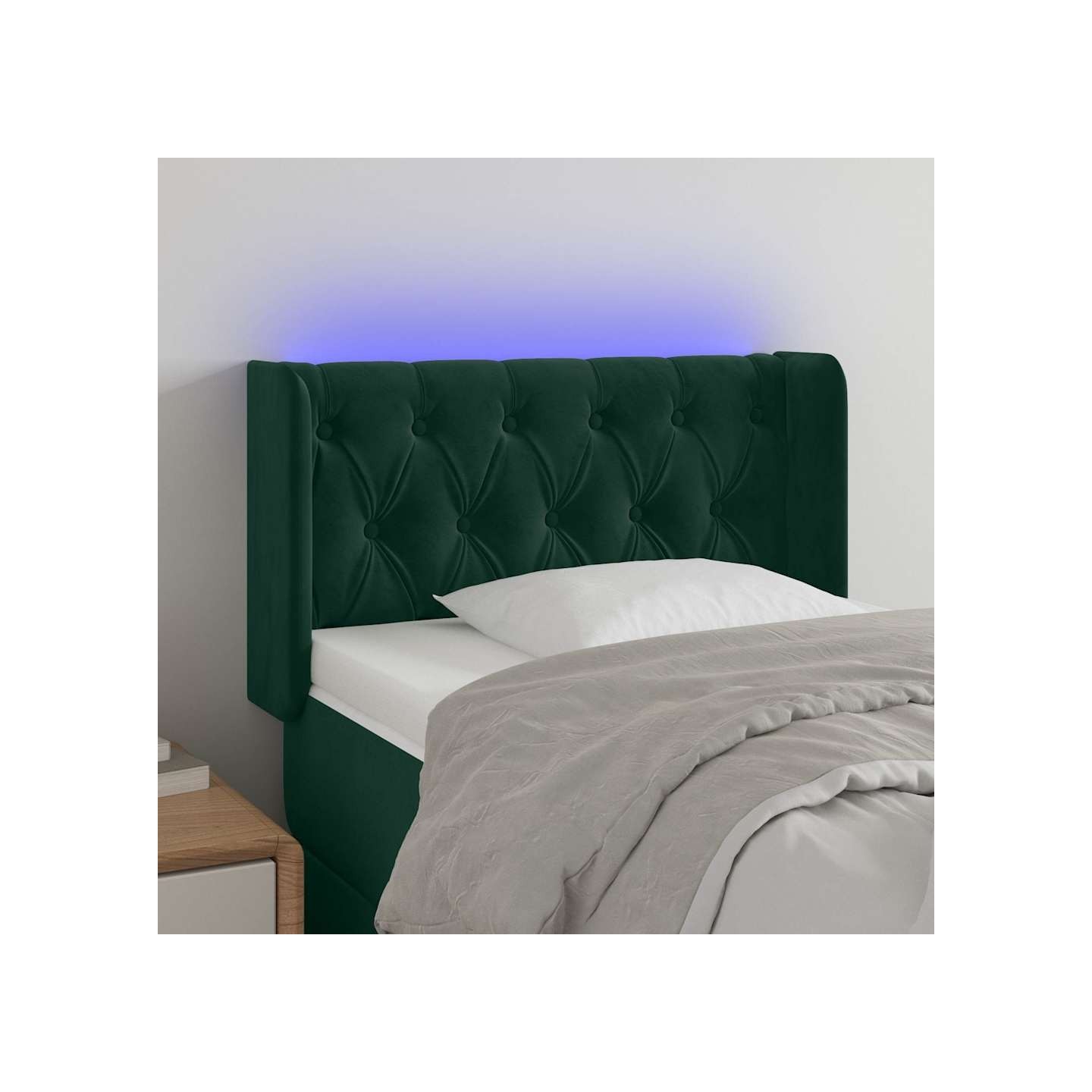Tête de lit à LED Vert foncé 83x16x78/88 cm Velours