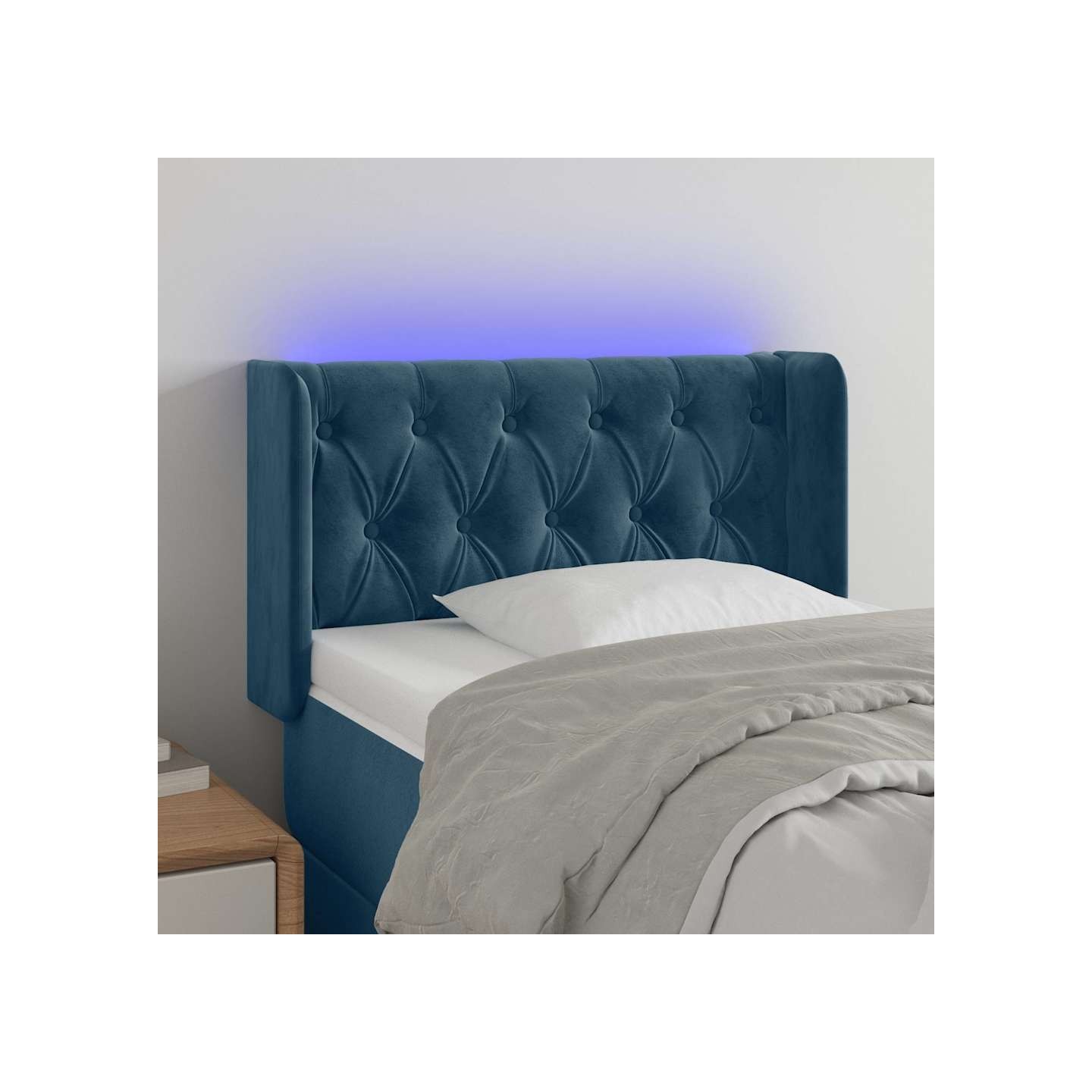 Tête de lit à LED Bleu foncé 83x16x78/88 cm Velours