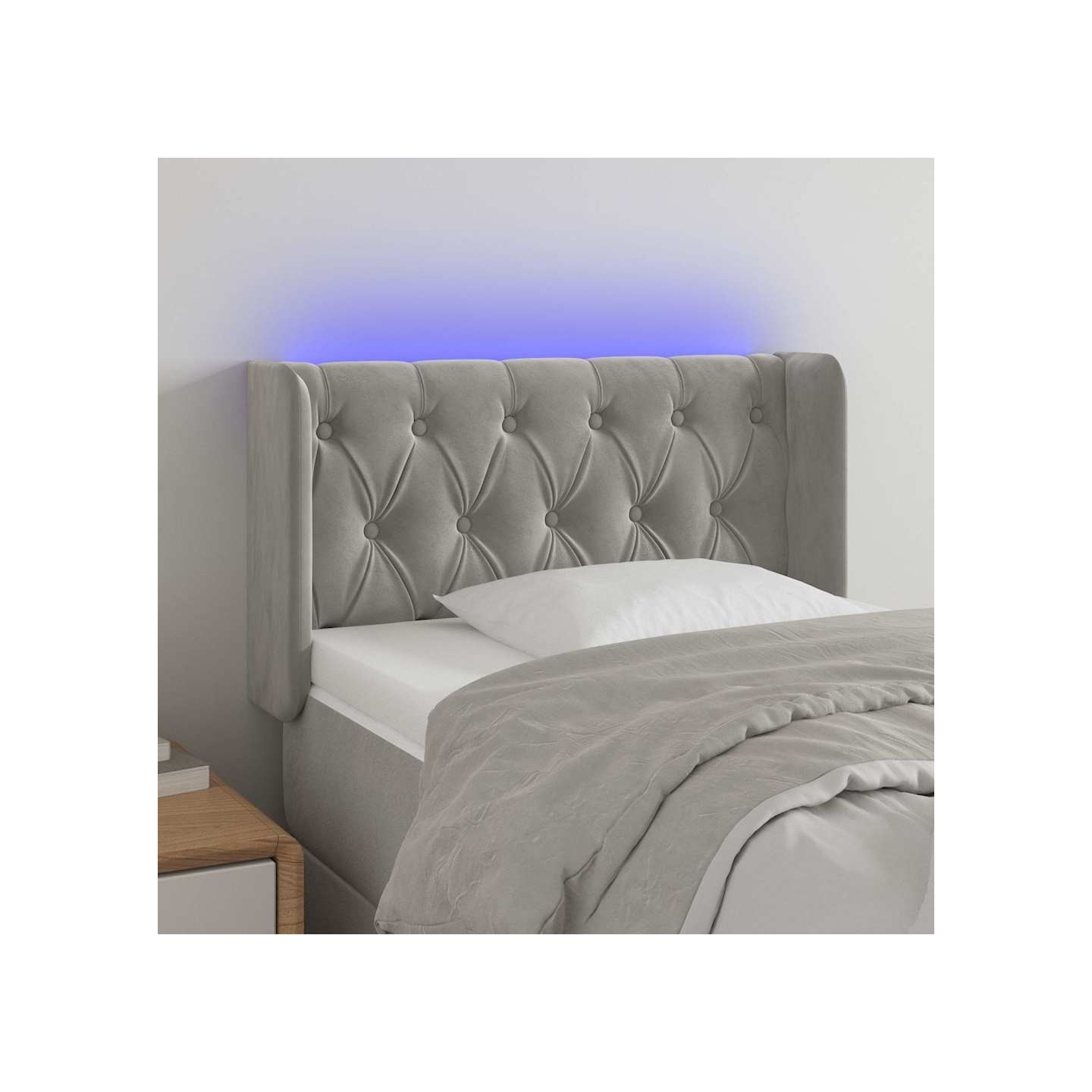 Tête de lit à LED Gris clair 83x16x78/88 cm Velours