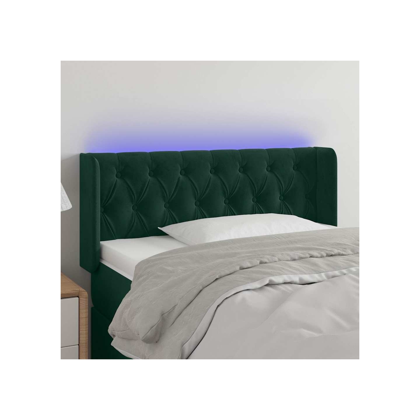 Tête de lit à LED Vert foncé 93x16x78/88 cm Velours