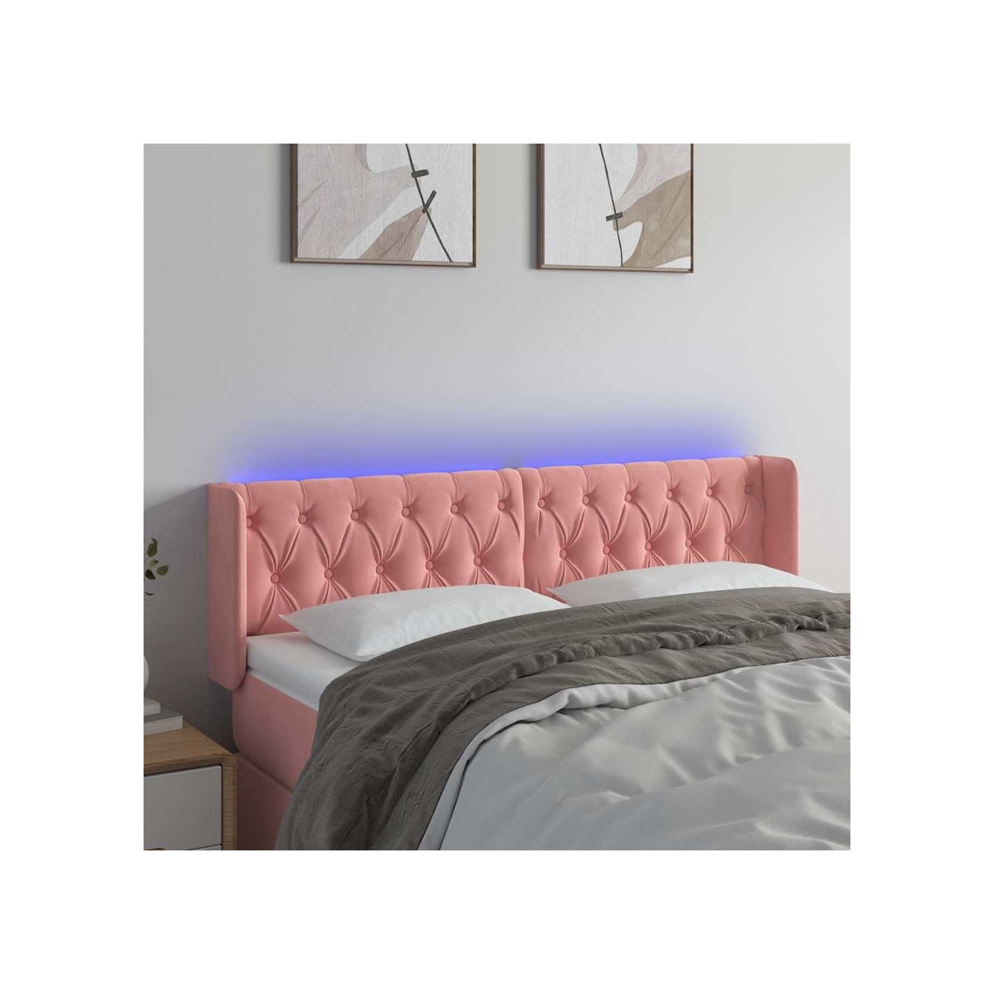 Tête de lit à LED Rose 147x16x78/88 cm Velours
