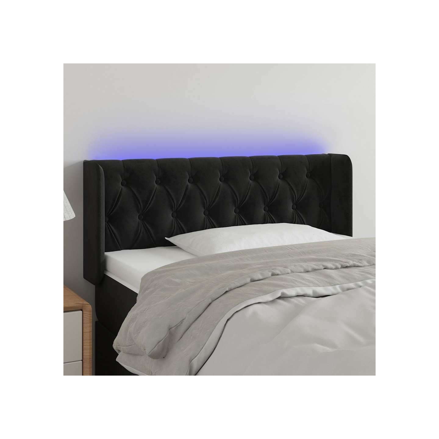 Tête de lit à LED Noir 103x16x78/88 cm Velours