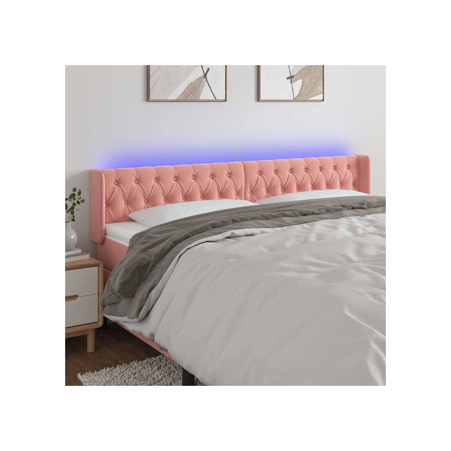 Tête de lit à LED Rose 203x16x78/88 cm Velours