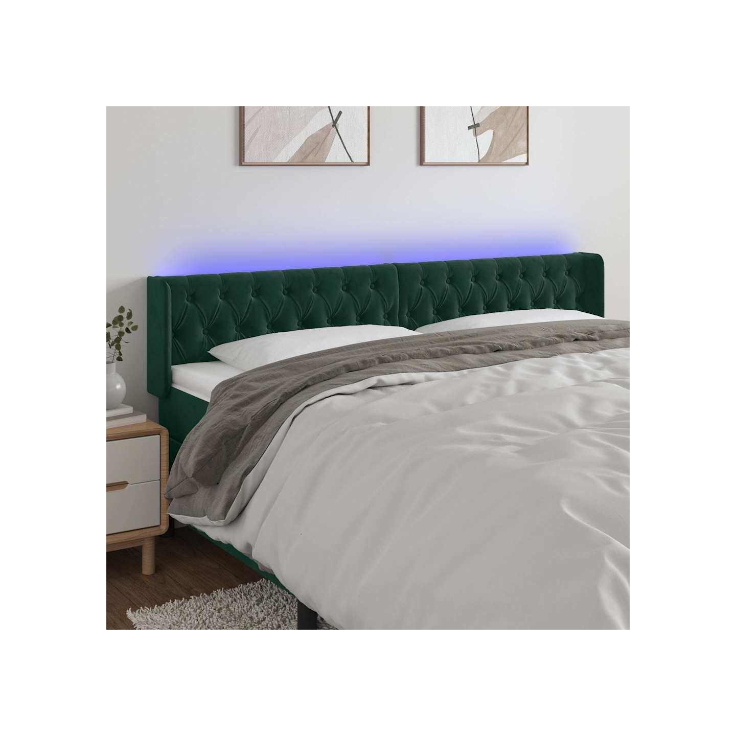 Tête de lit à LED Vert foncé 183x16x78/88 cm Velours