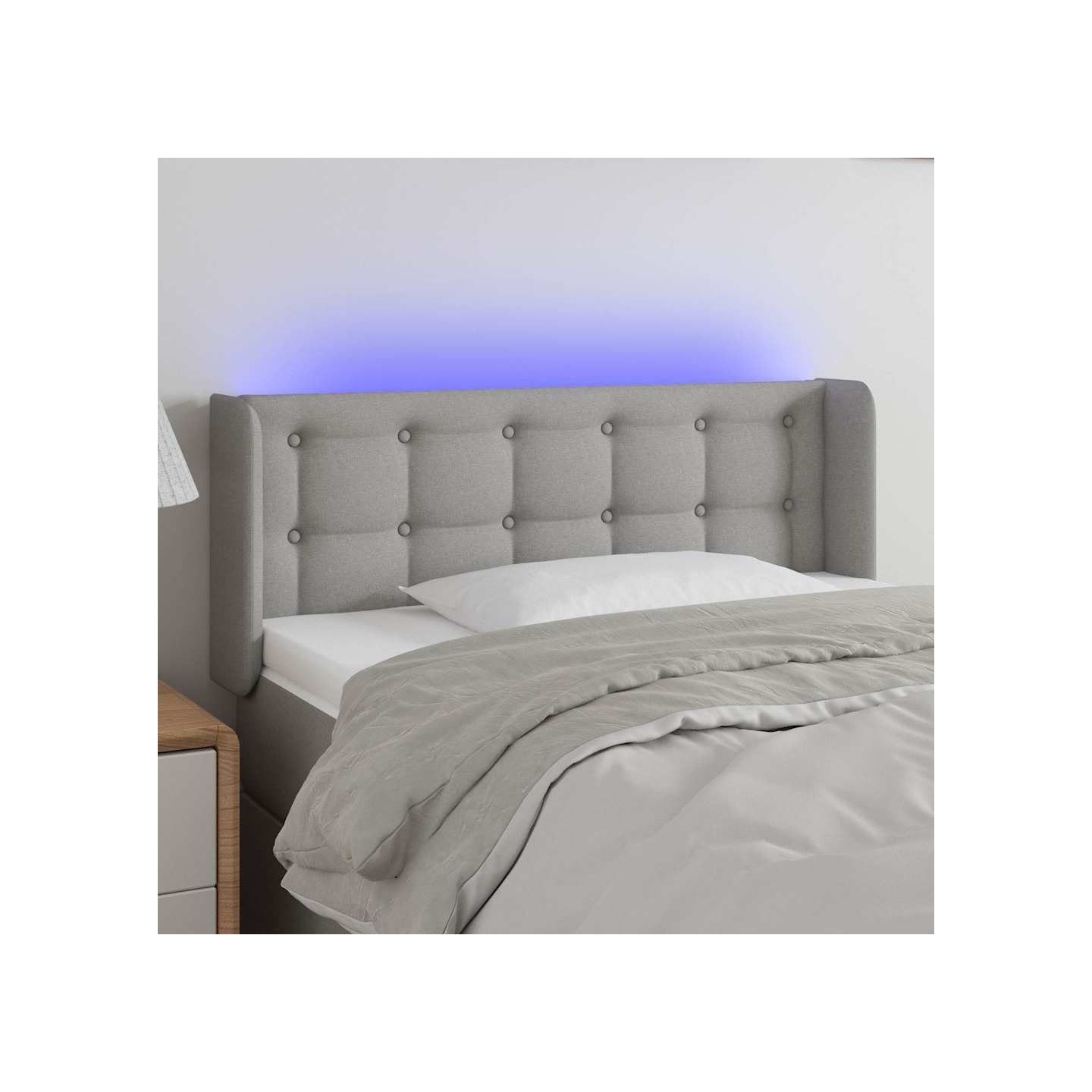 Tête de lit à LED Gris clair 83x16x78/88 cm Tissu