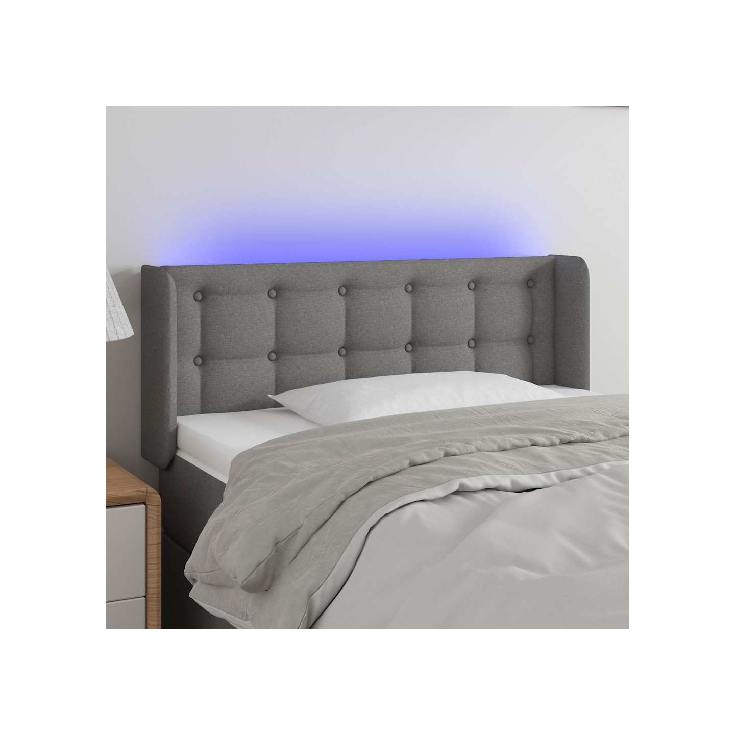 Tête de lit à LED Gris foncé 83x16x78/88 cm Tissu