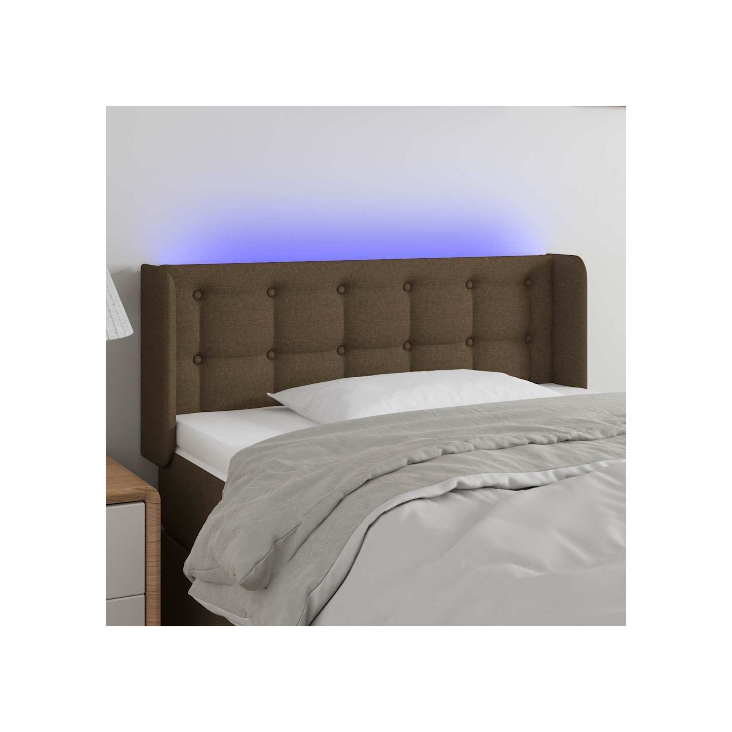 Tête de lit à LED Marron foncé 83x16x78/88 cm Tissu