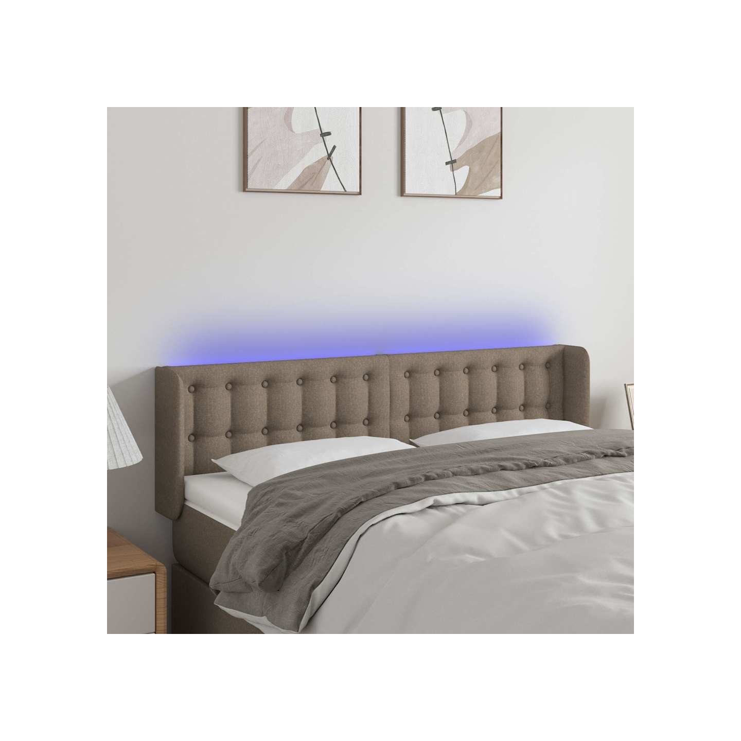 Tête de lit à LED Taupe 147x16x78/88 cm Tissu