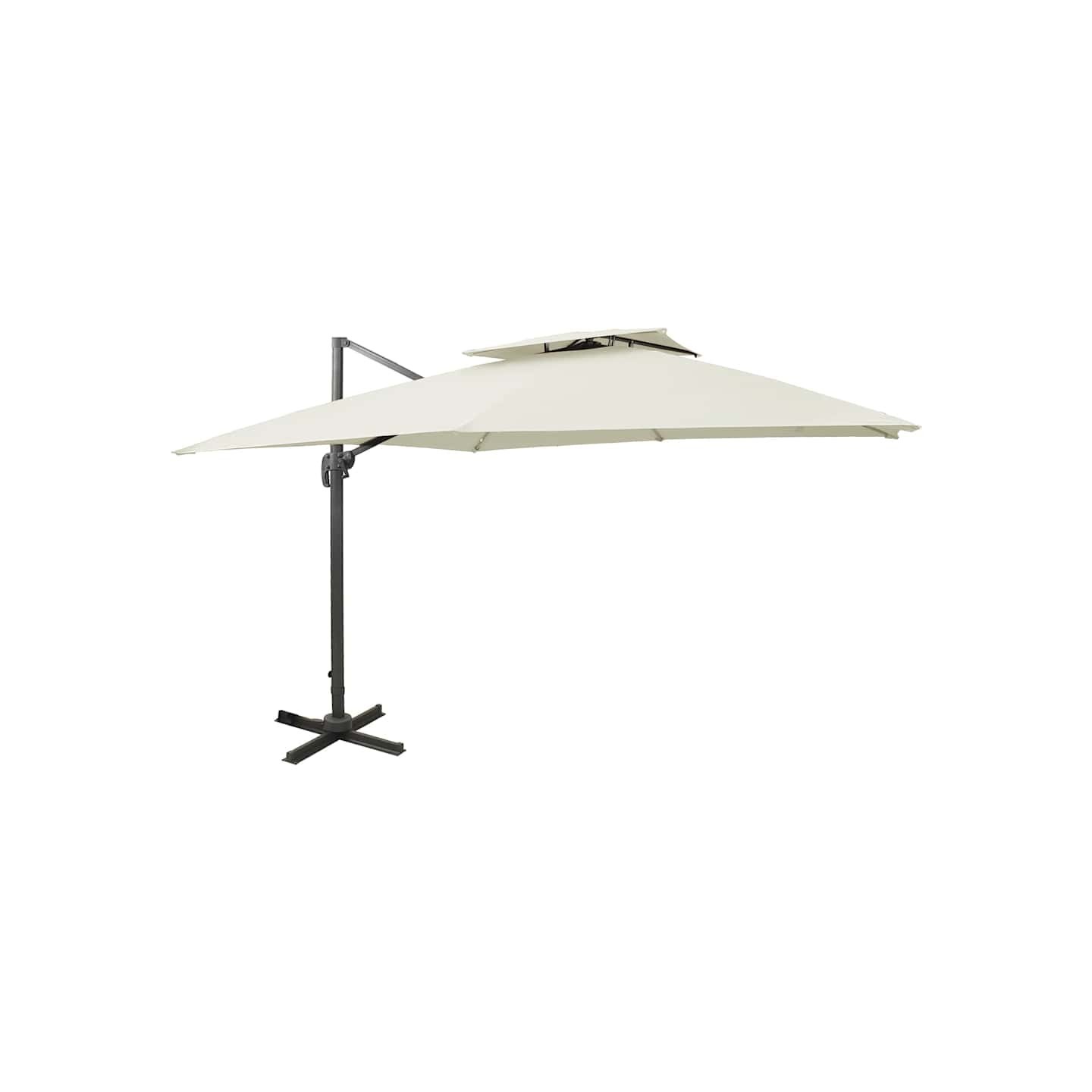 Parasol de jardin déporté avec double plateau 300 x 300 cm Sable