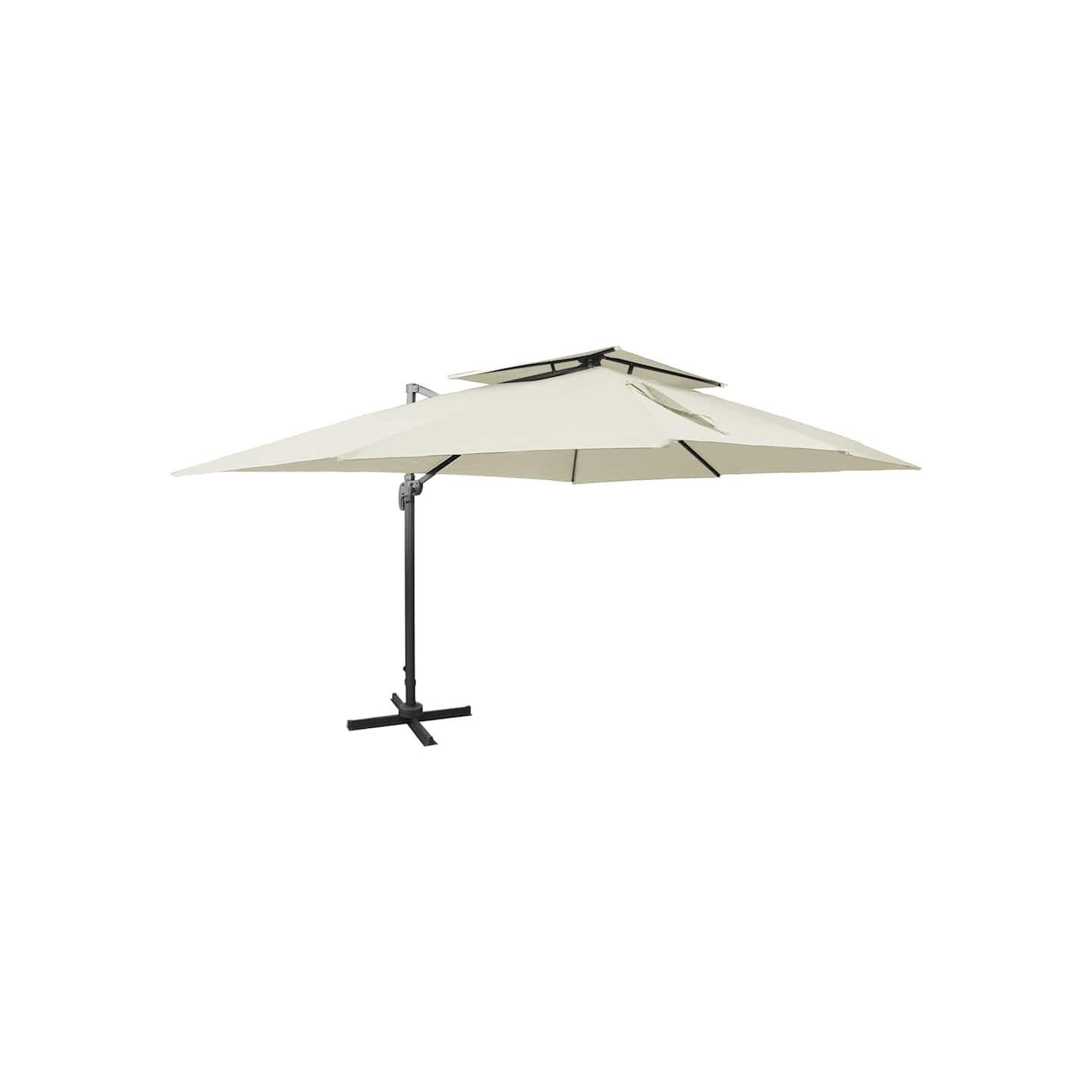 Parasol de jardin déporté avec double plateau sable 400 x 300 cm