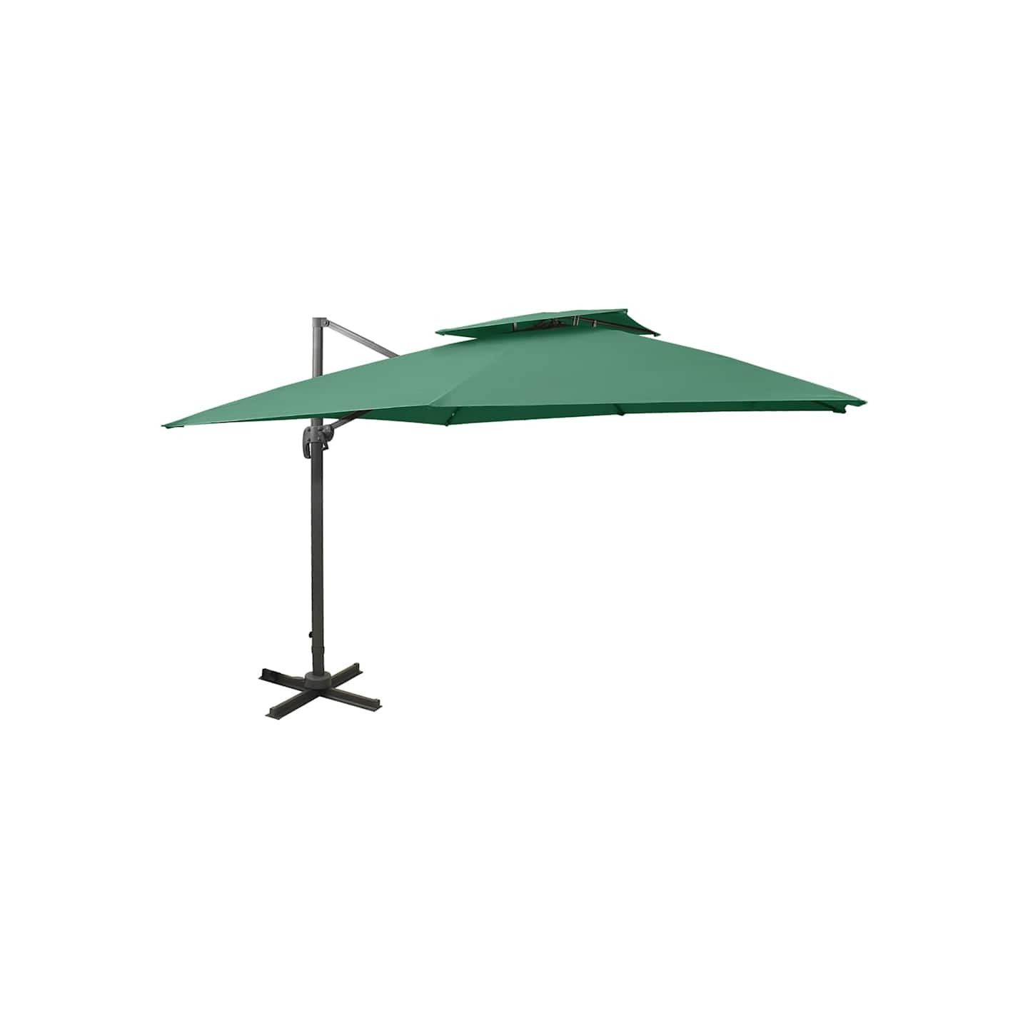 Parasol de jardin en porte-à-faux avec double toit vert