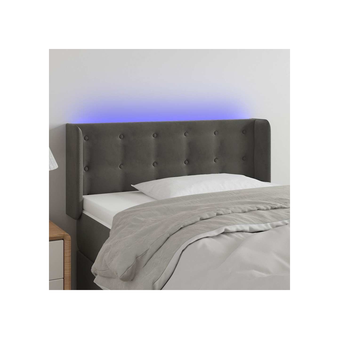 Tête de lit à LED Gris foncé 93x16x78/88 cm Velours