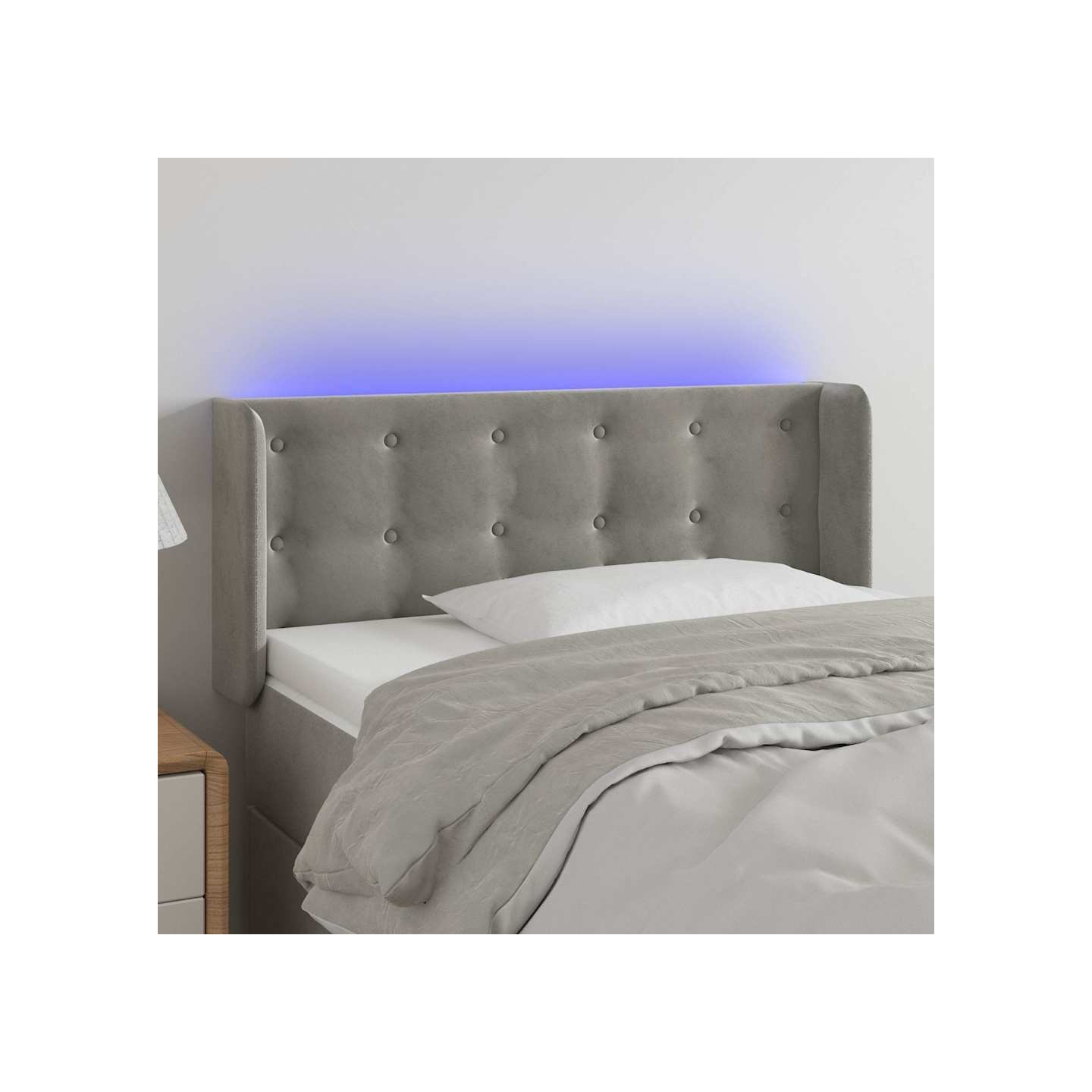Tête de lit à LED Gris clair 83x16x78/88 cm Velours