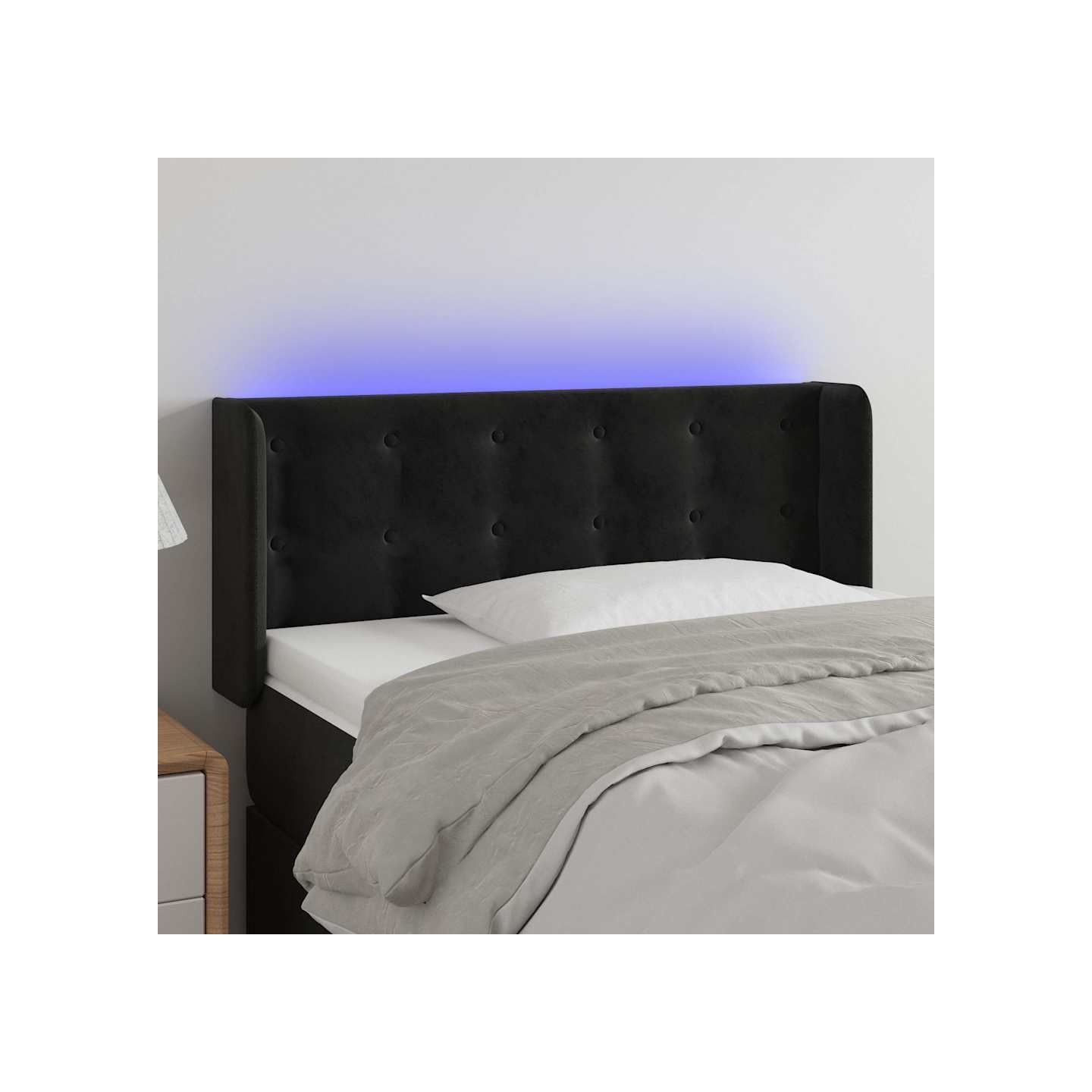 Tête de lit à LED Noir 93x16x78/88 cm Velours