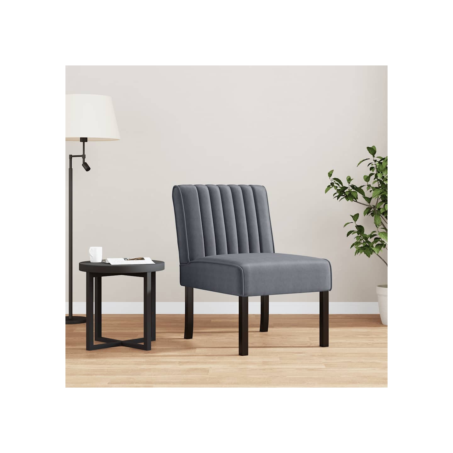Fauteuil sans accoudoirs gris foncé velours