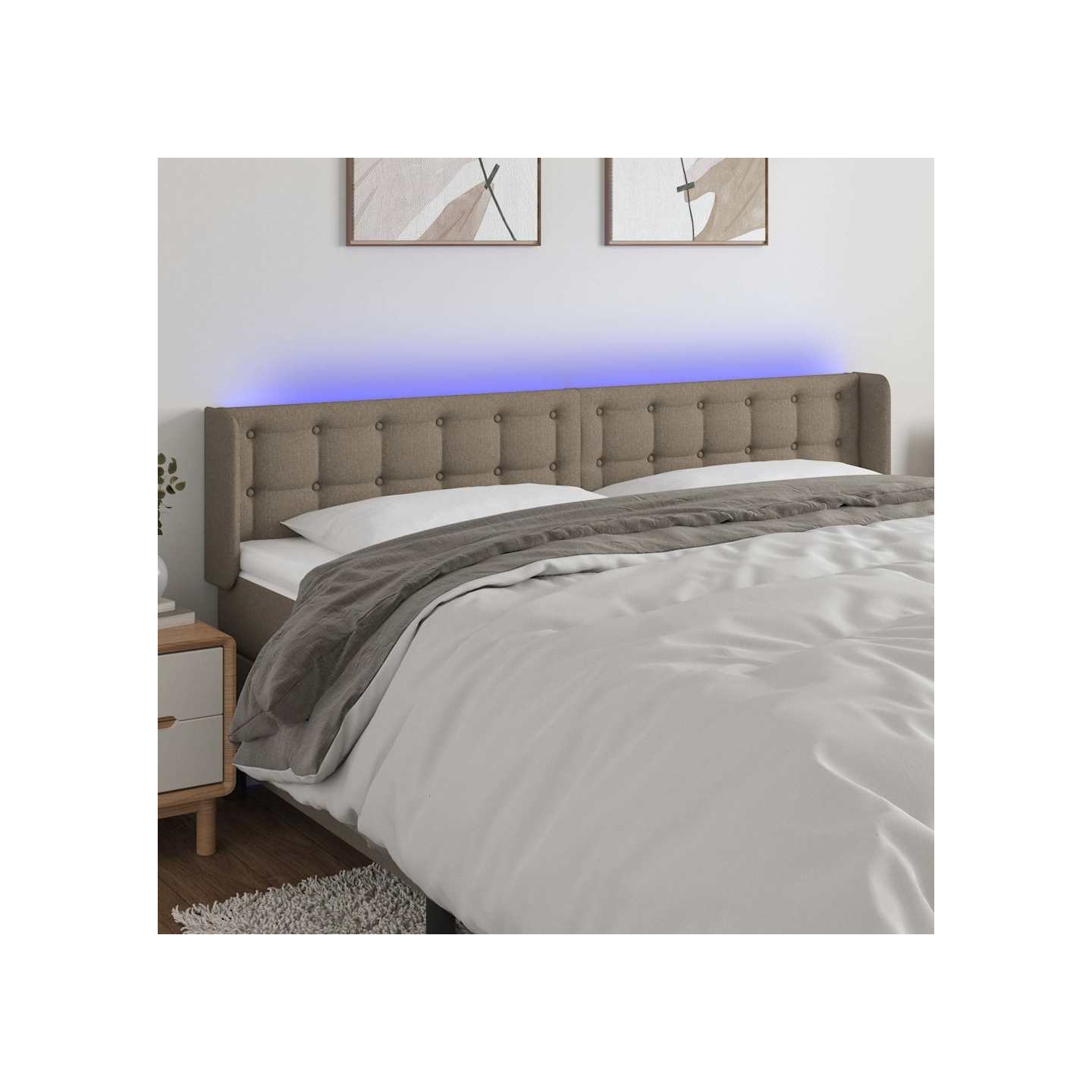 Tête de lit à LED Taupe 203x16x78/88 cm Tissu