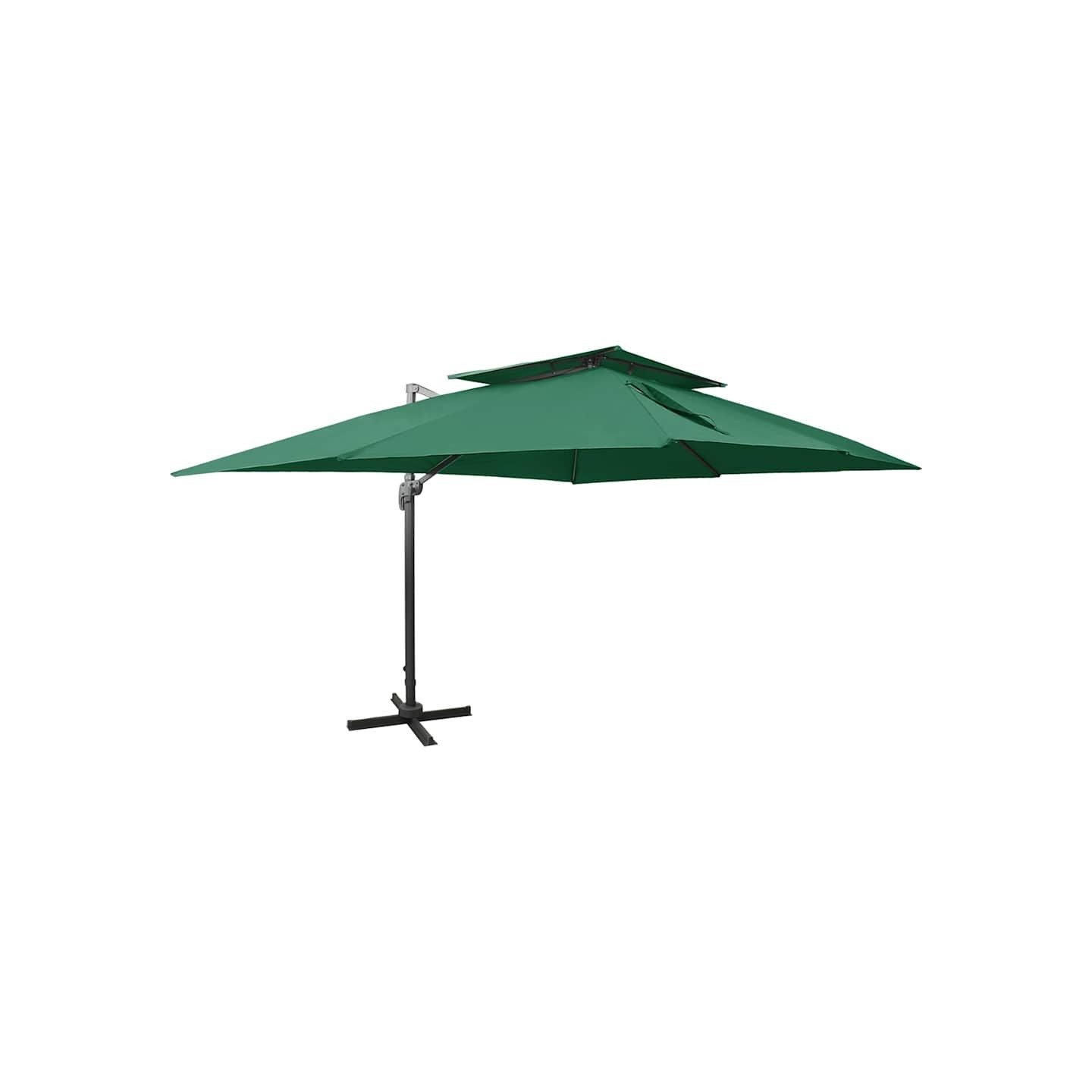 Parasol de jardin en porte-à-faux avec double toit vert