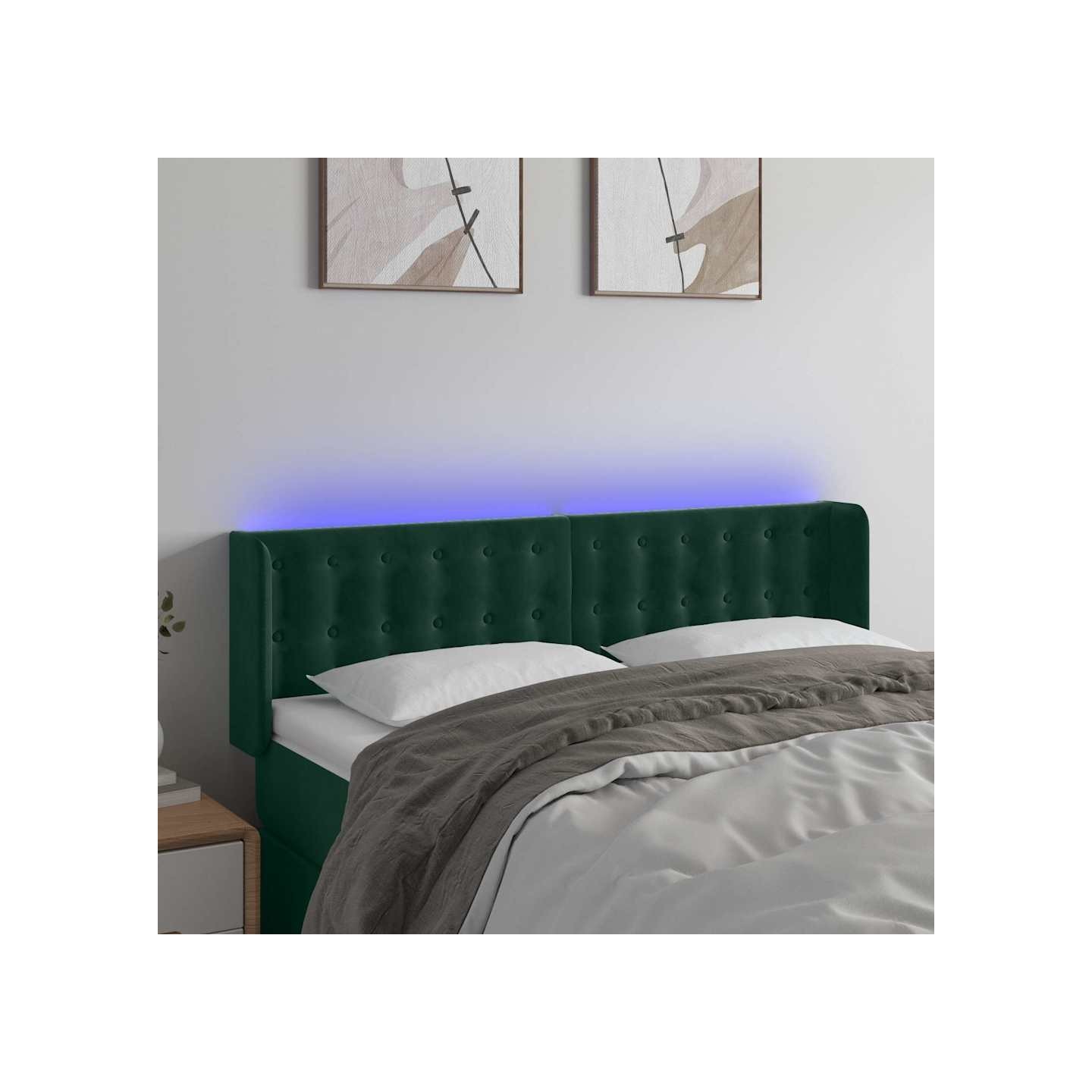 Tête de lit à LED Vert foncé 147x16x78/88 cm Velours