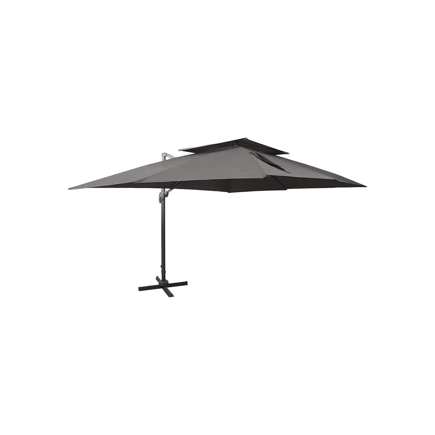 Parasol déporté avec double plateau anthracite 400x300 cm