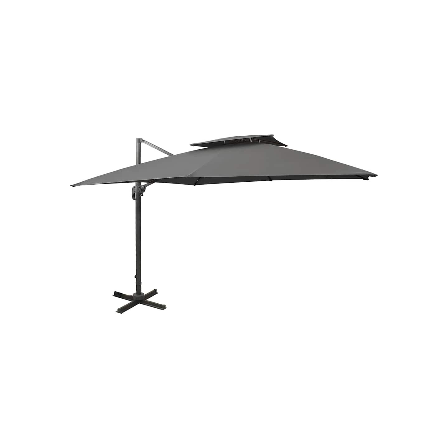 Parasol de jardin en porte-à-faux avec double toit anthracite