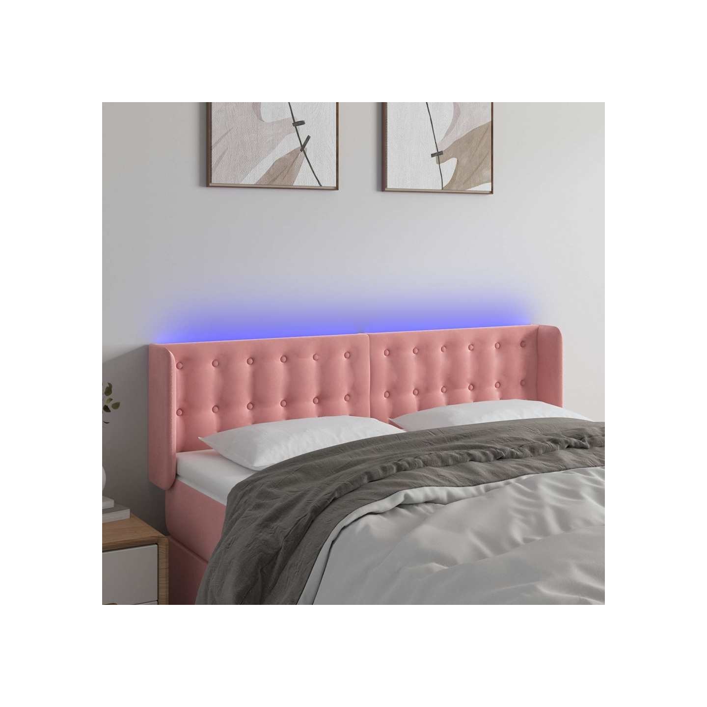 Tête de lit à LED Rose 147x16x78/88 cm Velours