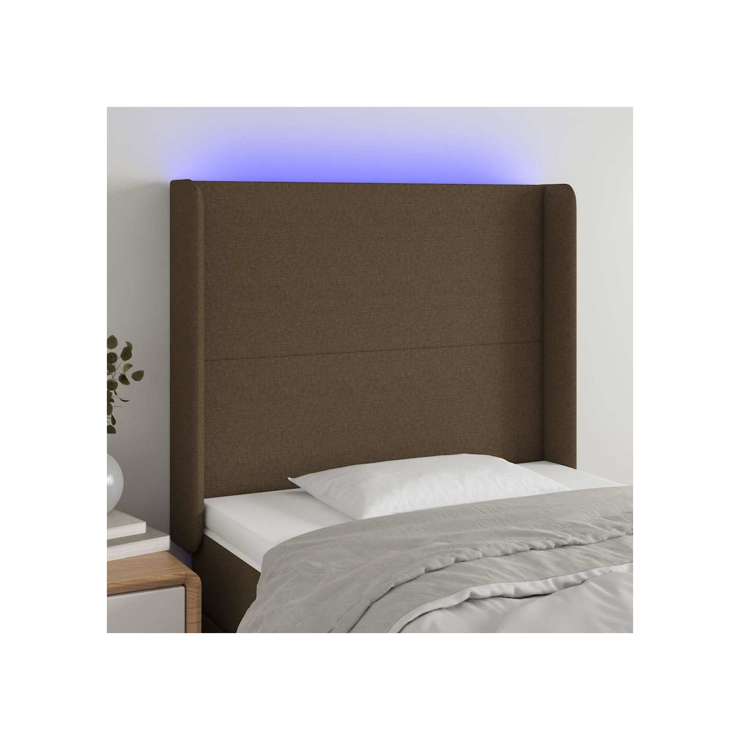 Tête de lit à LED Marron foncé 93x16x118/128 cm Tissu