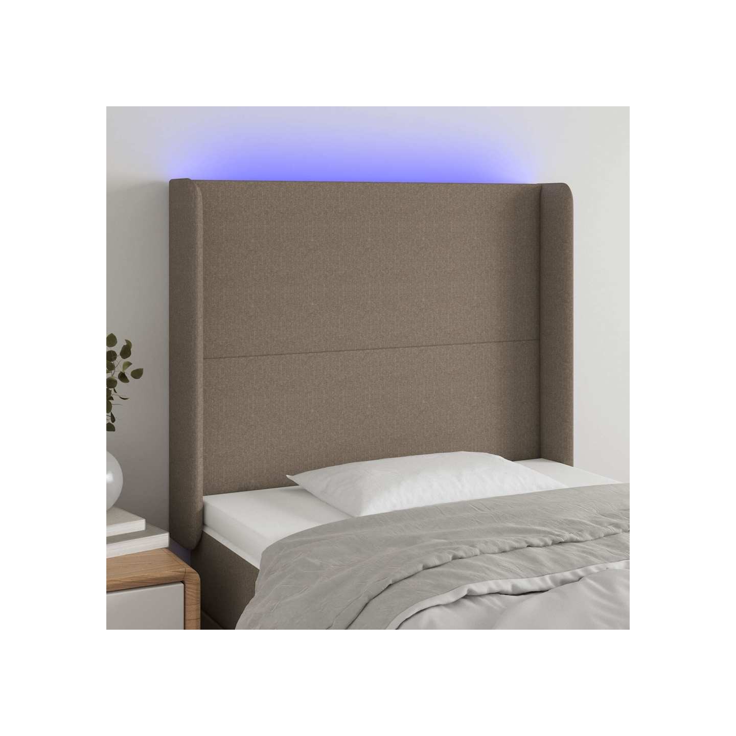 Tête de lit à LED Taupe 83x16x118/128 cm Tissu