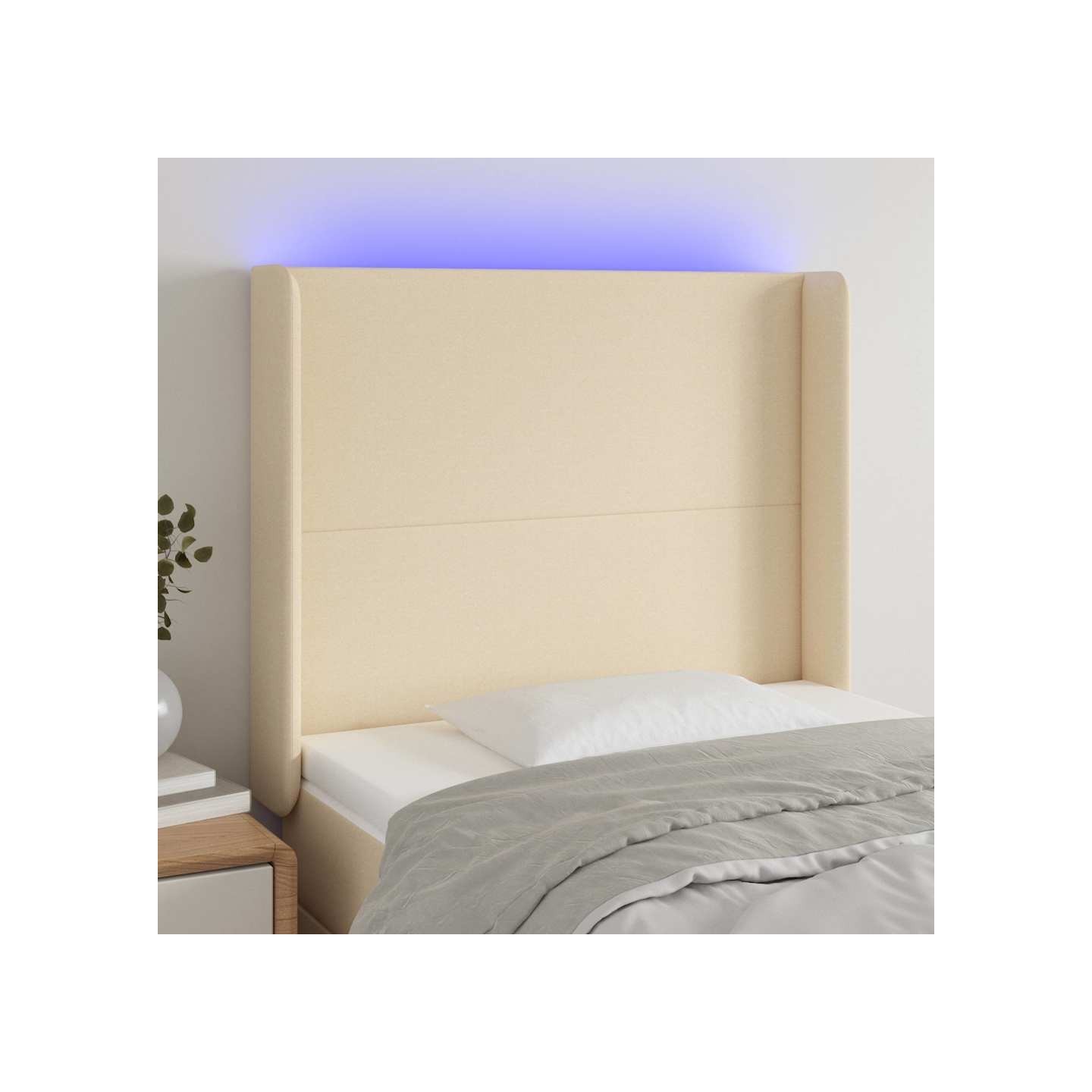 Tête de lit à LED Crème 93x16x118/128 cm Tissu