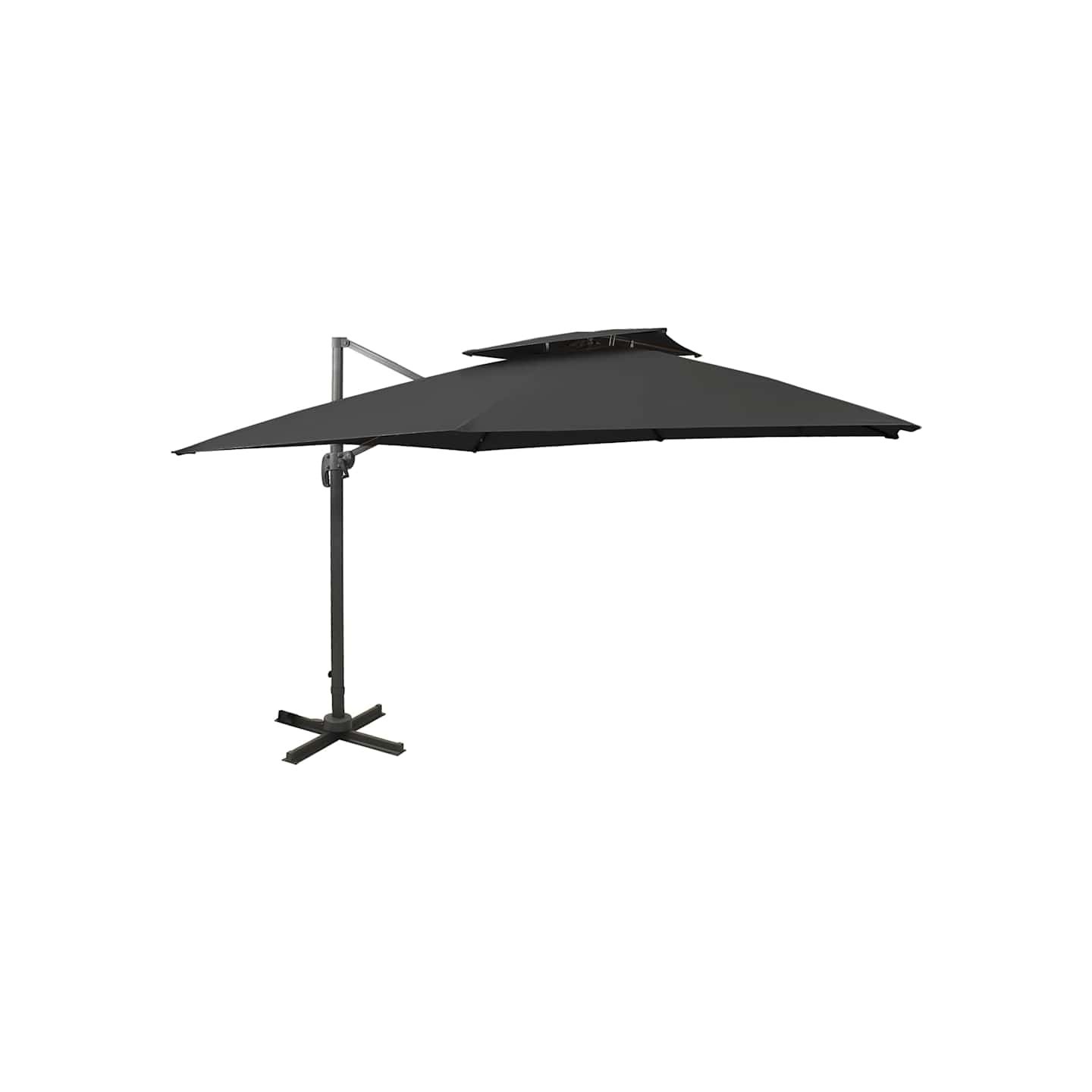 Parasol de jardin en porte-à-faux avec double toit noir
