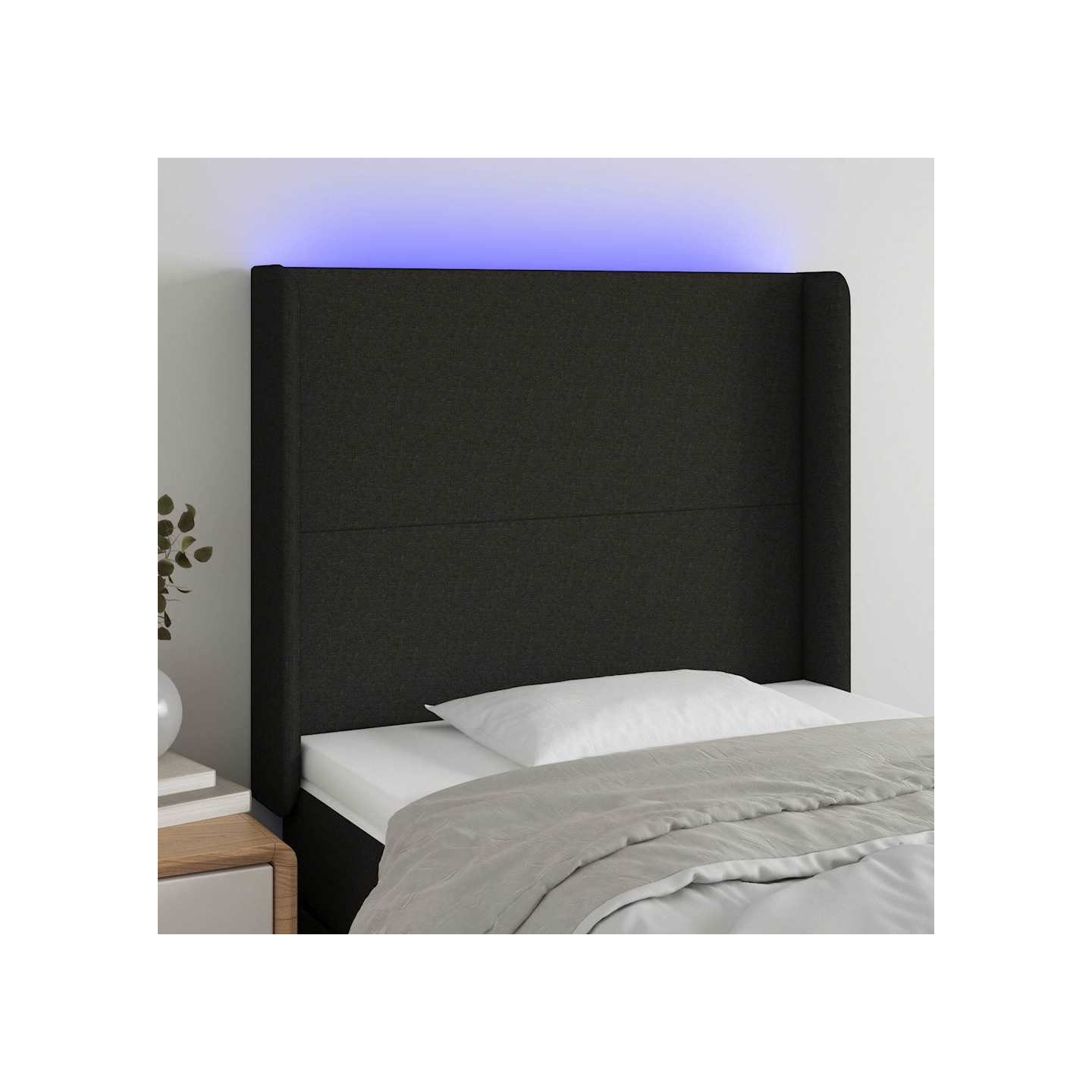 Tête de lit à LED Noir 93x16x118/128 cm Tissu