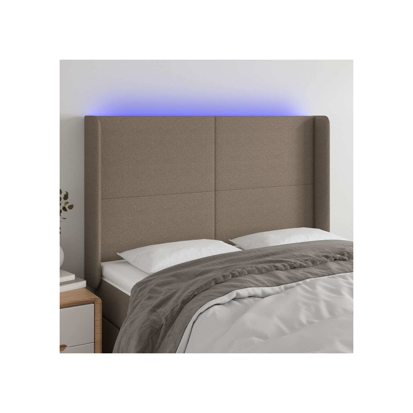 Tête de lit à LED Taupe 147x16x118/128 cm Tissu