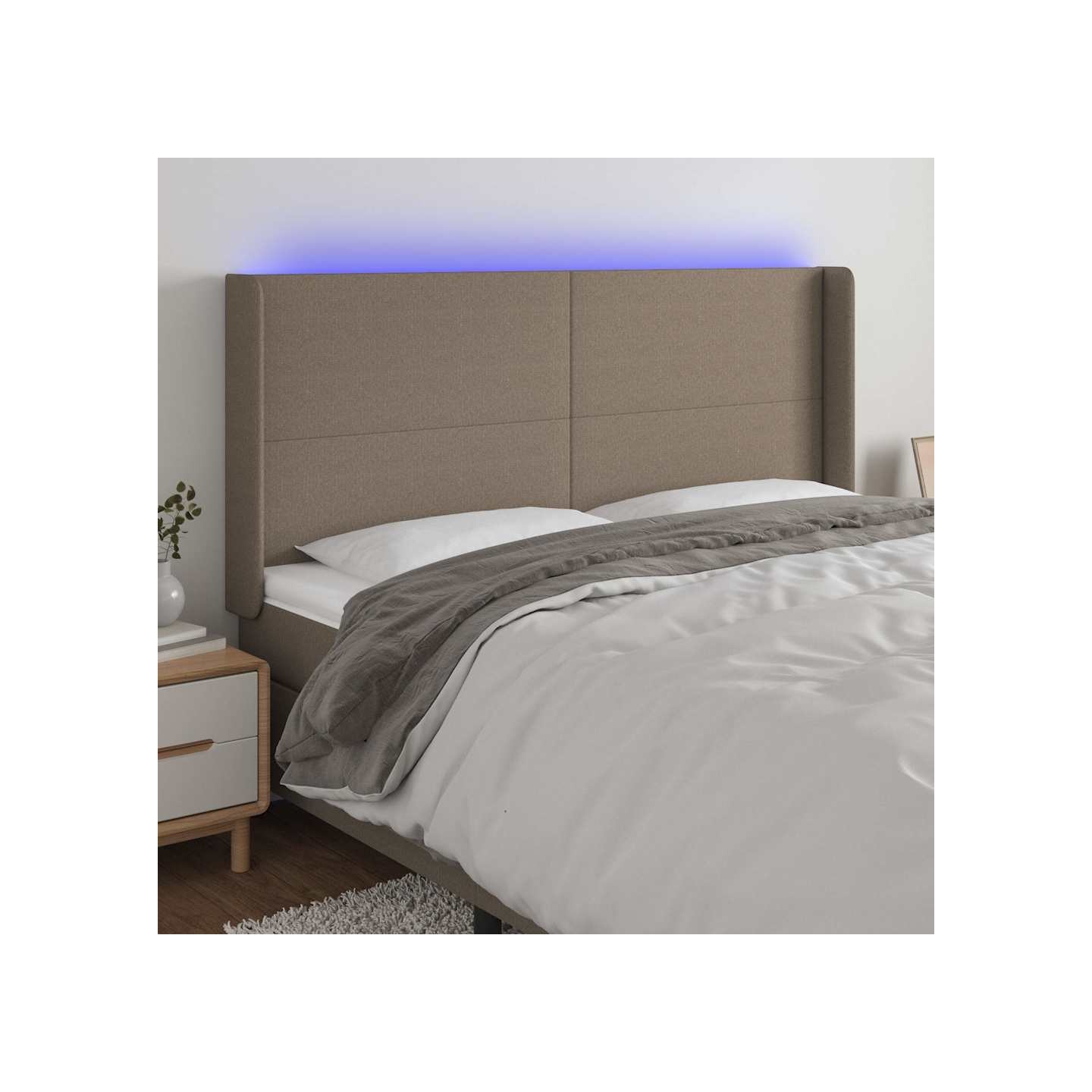 Tête de lit à LED Taupe 183x16x118/128 cm Tissu