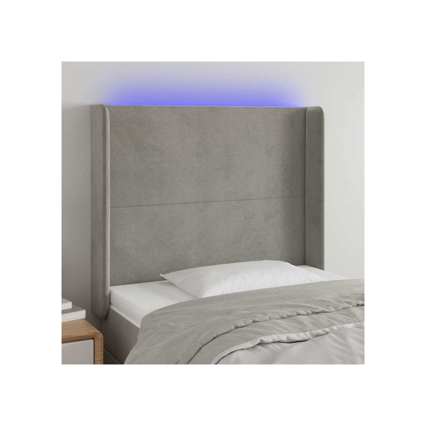 Tête de lit à LED Gris clair 93x16x118/128 cm Velours