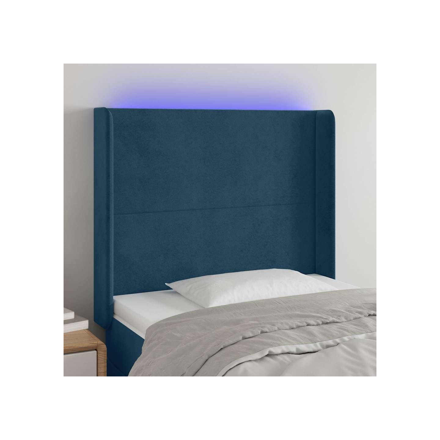 Tête de lit à LED Bleu foncé 93x16x118/128 cm Velours
