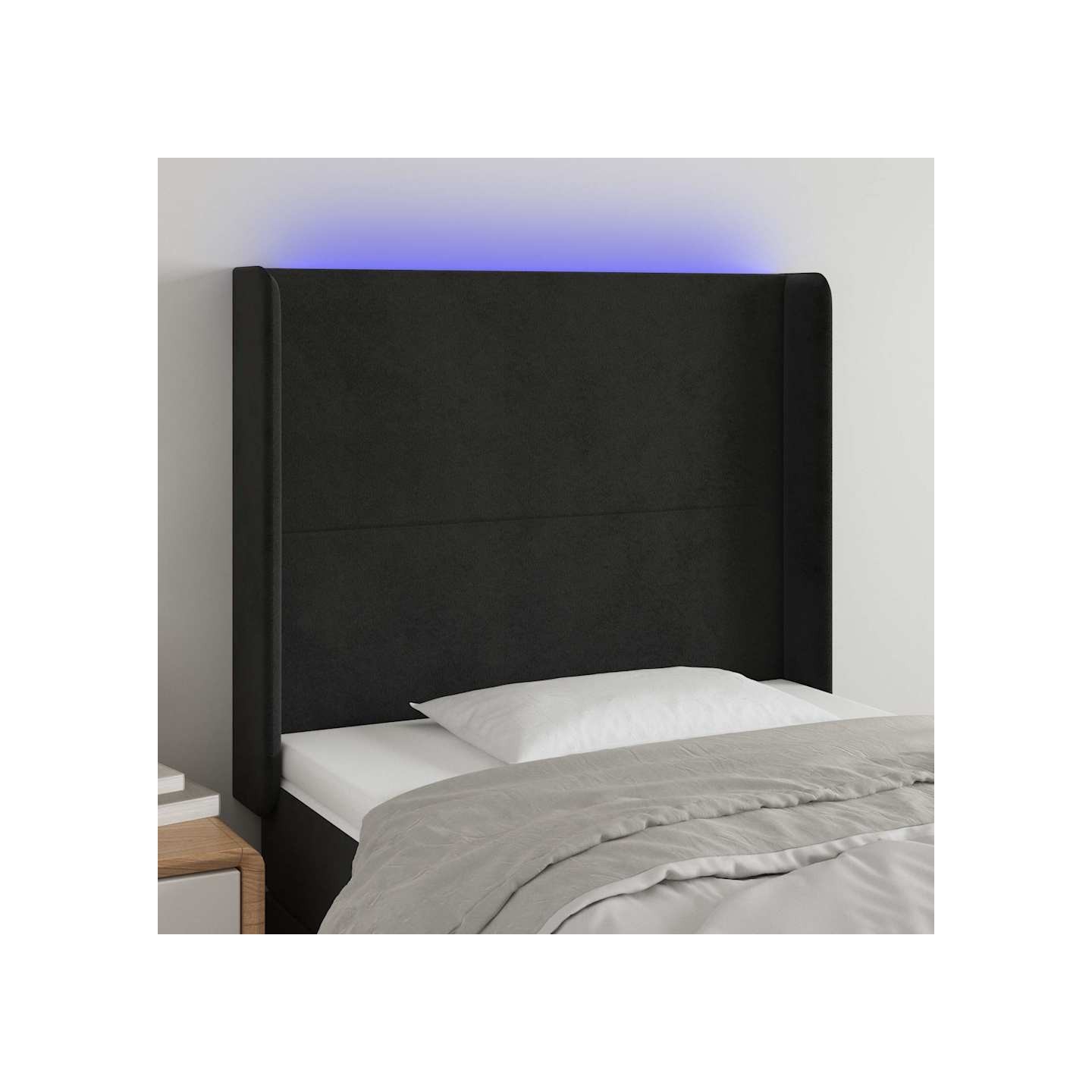 Tête de lit à LED Noir 83x16x118/128 cm Velours