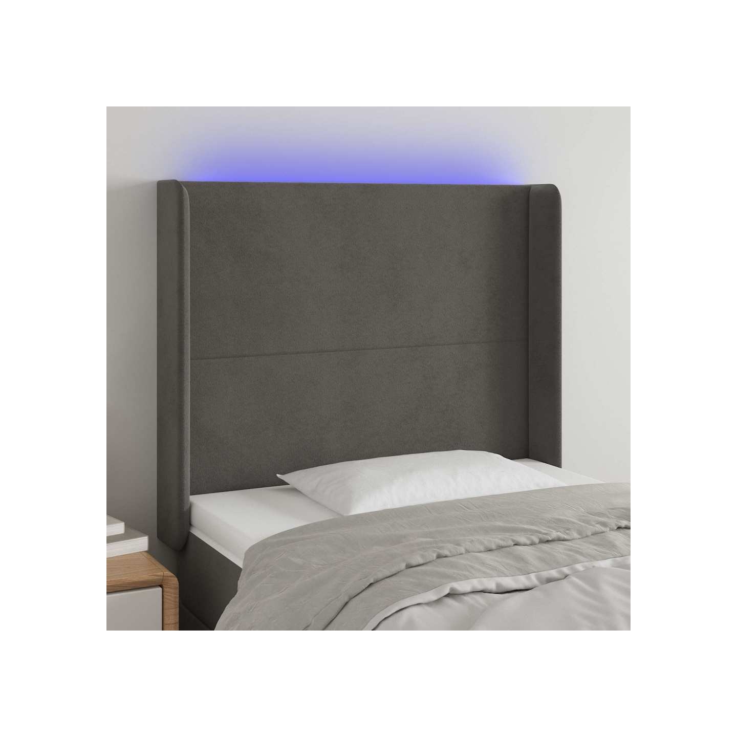 Tête de lit à LED Gris foncé 93x16x118/128 cm Velours