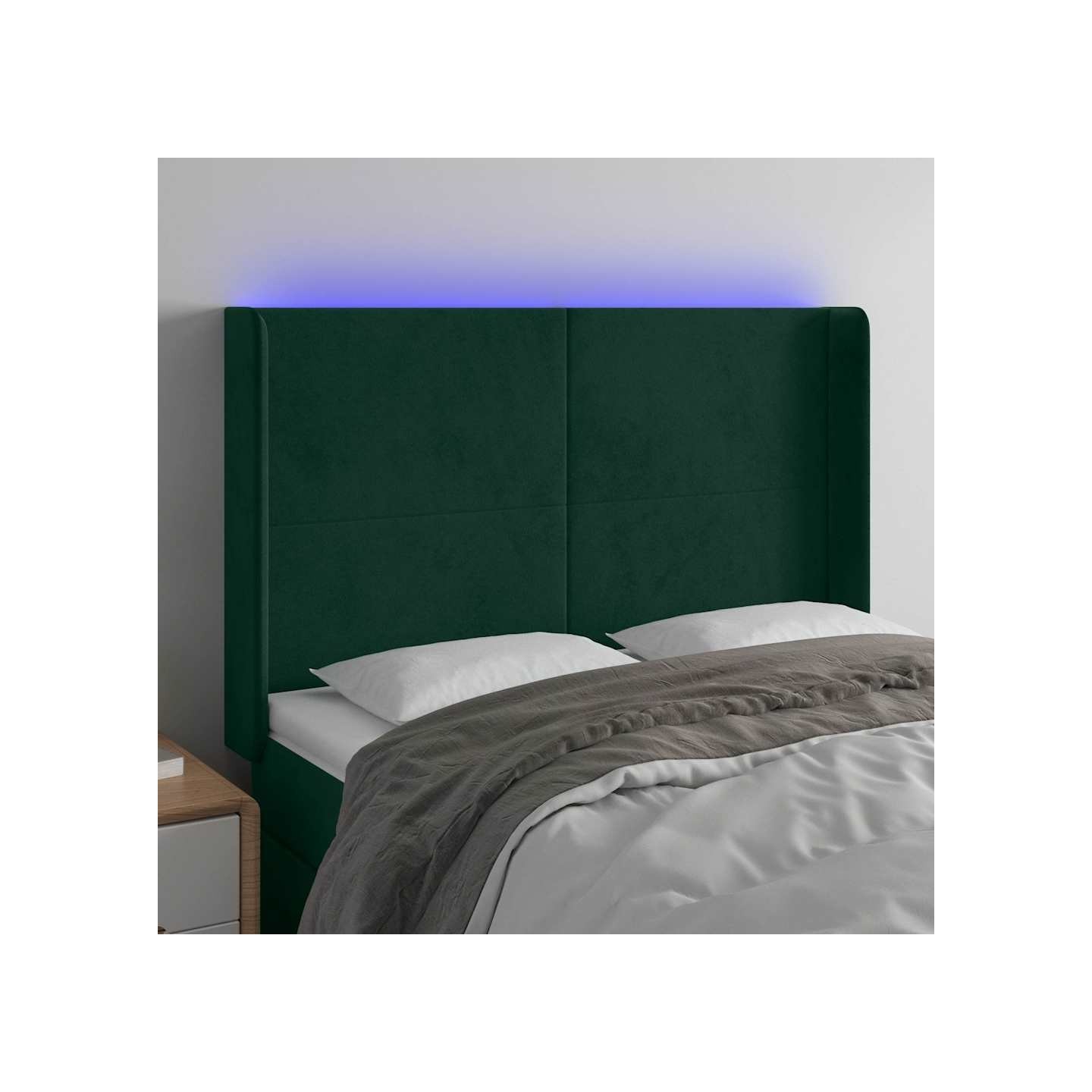 Tête de lit à LED Vert foncé 147x16x118/128 cm Velours