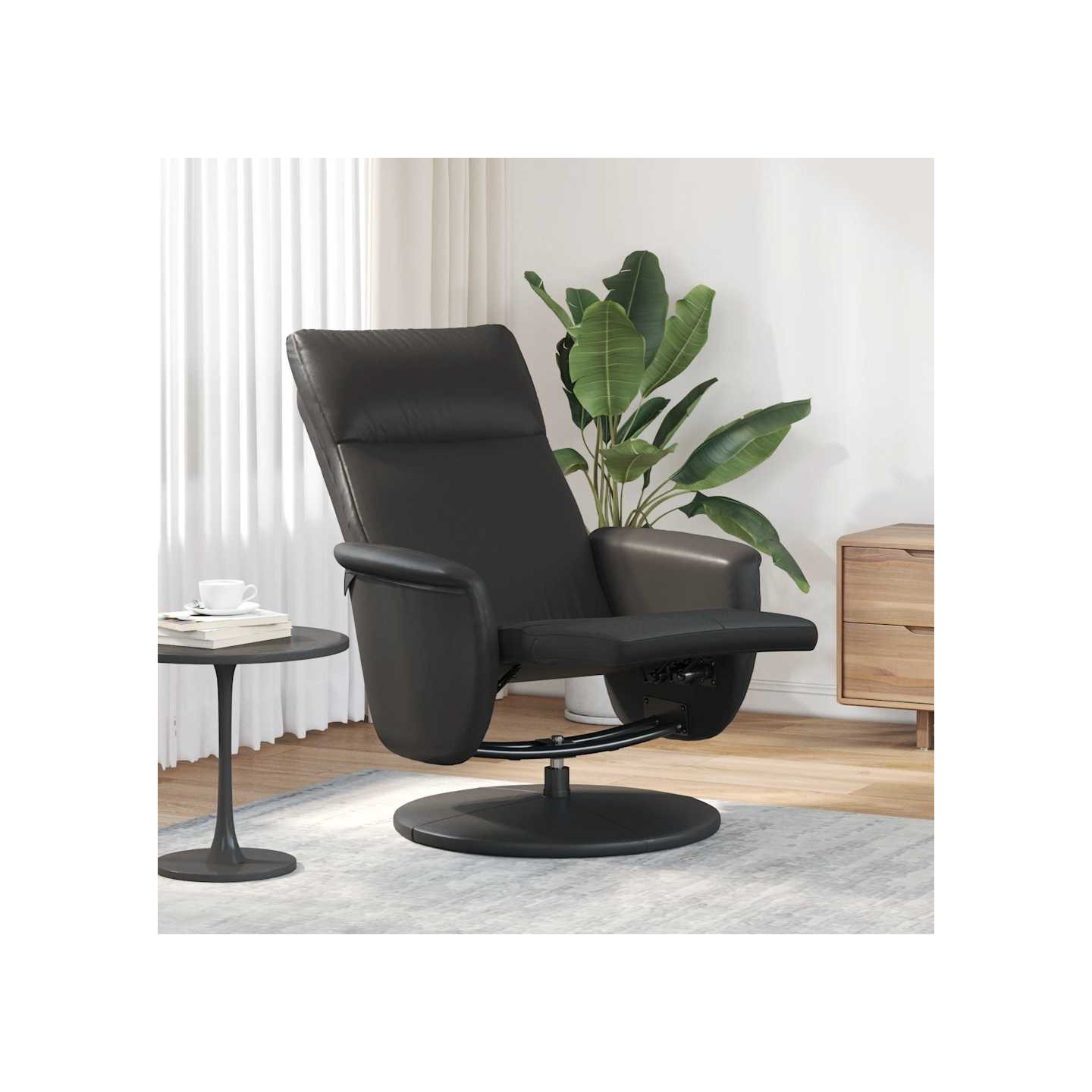 Fauteuil inclinable avec repose-pieds noir similicuir
