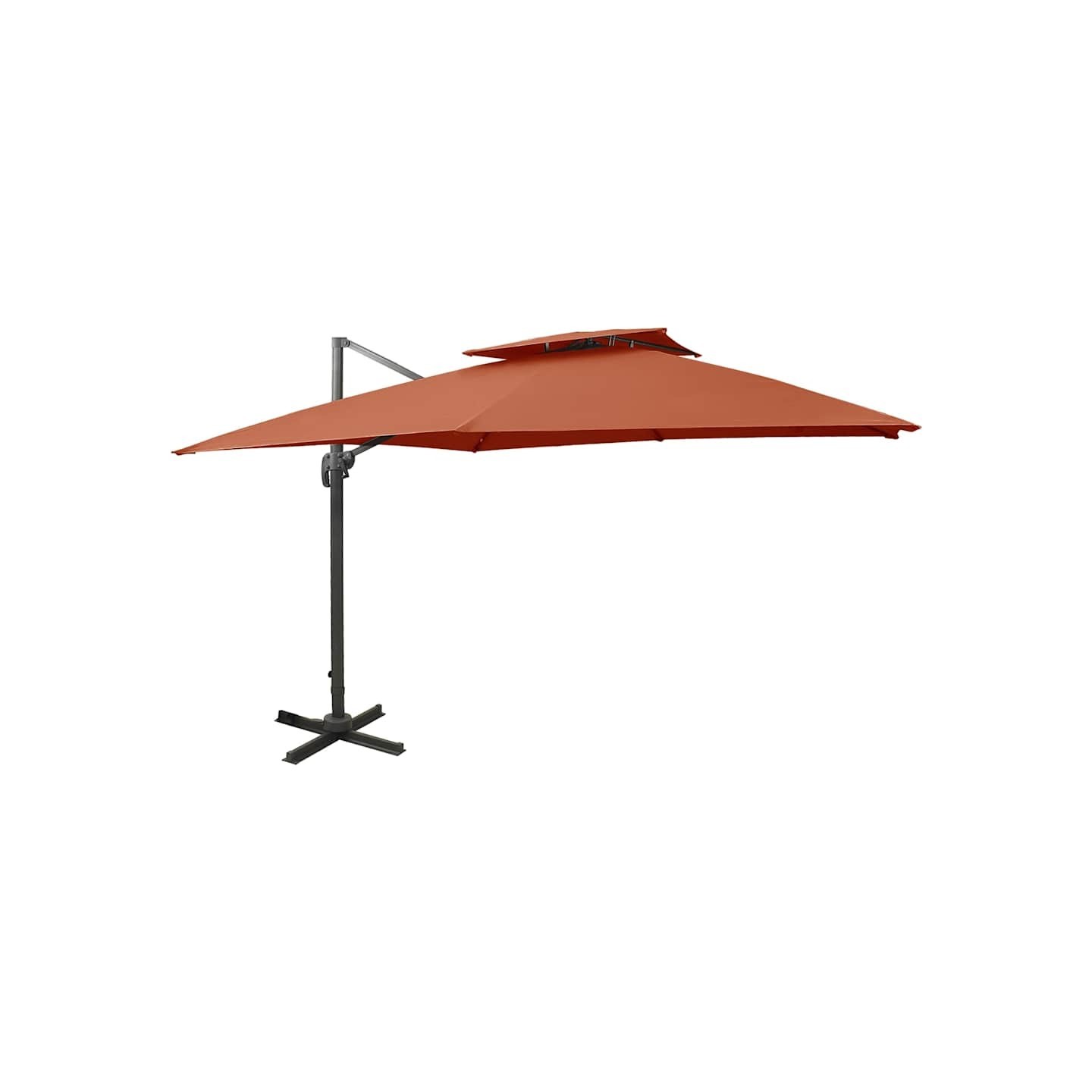 Parasol de jardin en porte-à-faux avec double toit terre cuite