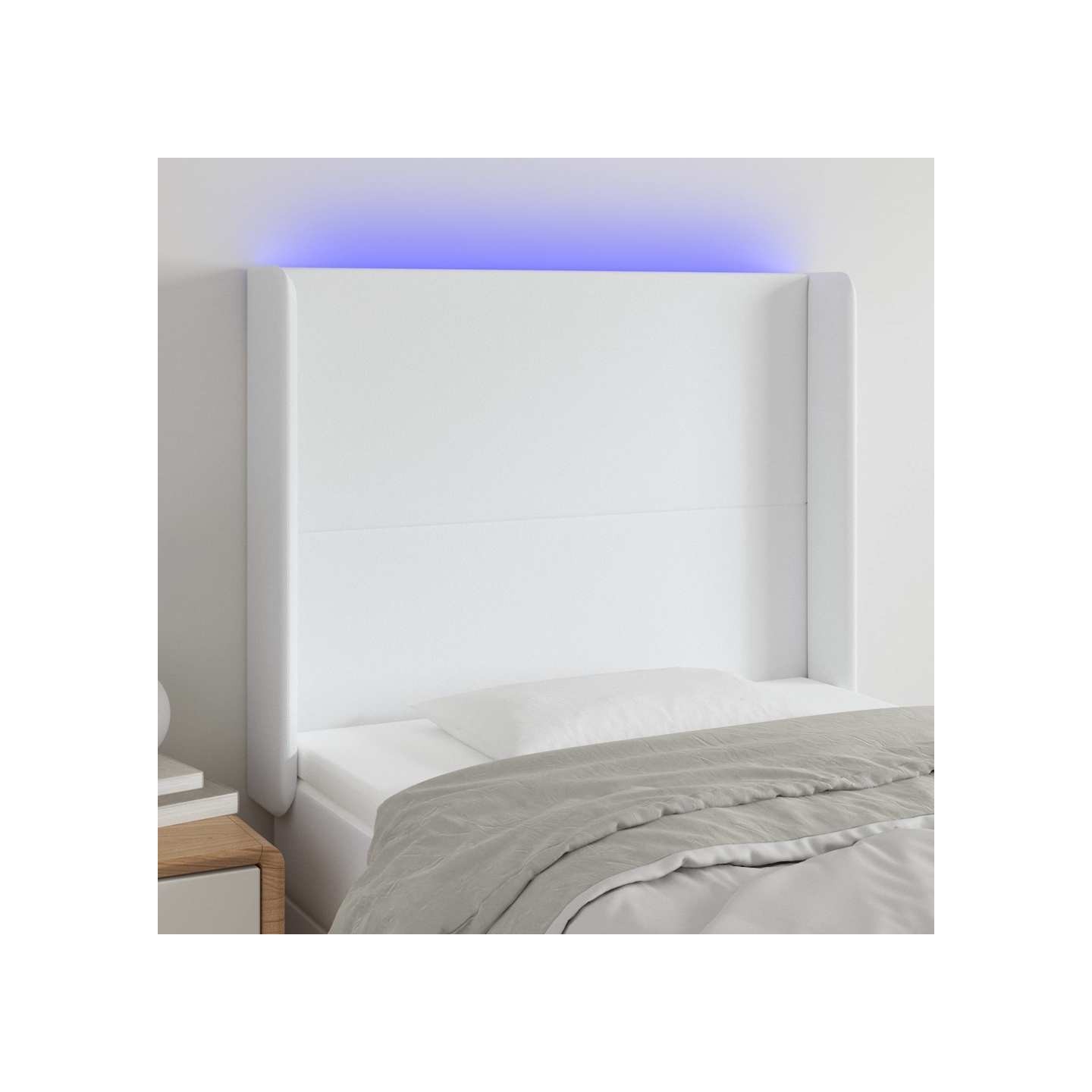 Tête de lit à LED Blanc 83x16x118/128 cm Similicuir