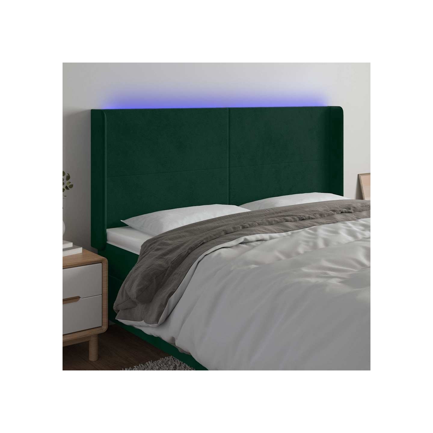 Tête de lit à LED Vert foncé 203x16x118/128 cm Velours