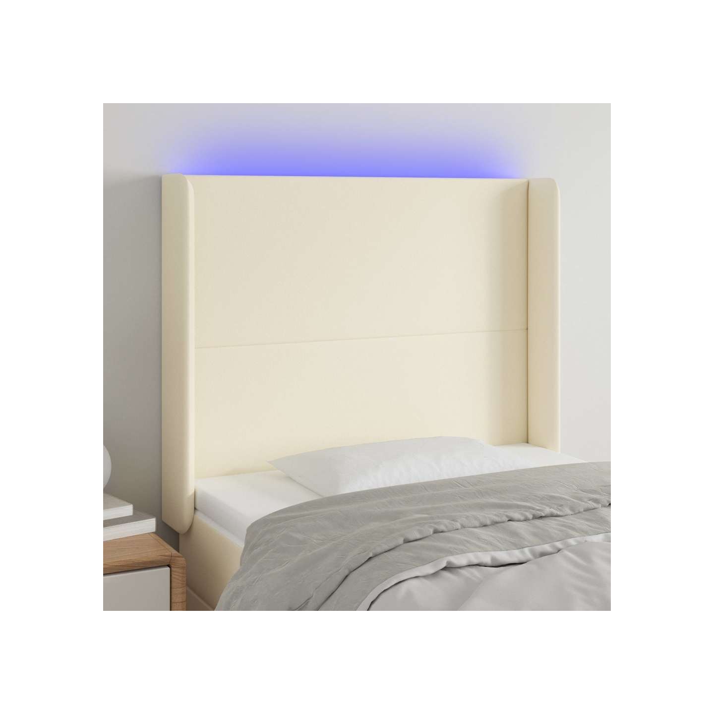 Tête de lit à LED Crème 93x16x118/128 cm Similicuir
